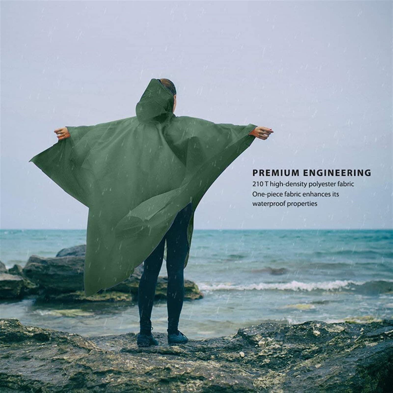 3 w 1 płaszcz przeciwdeszczowy z kapturem Survival Poncho, wielofunkcyjny, wodoszczelny płaszcz przeciwdeszczowy, namiot matowy, namiot kempingowy do wędrówek na świeżym powietrzu (kolor: czarny)
