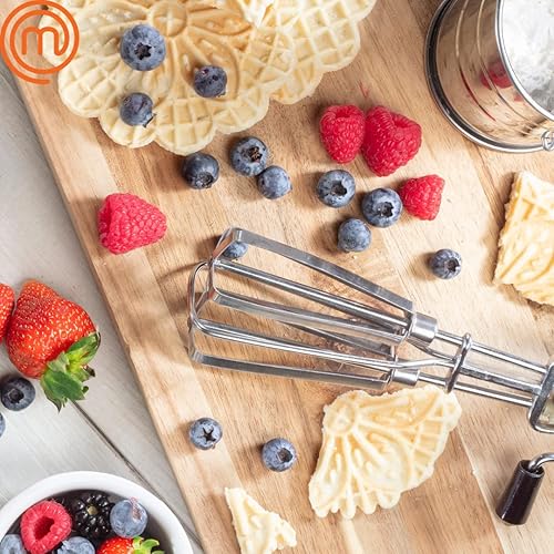 Miniatura 2 de MasterChef Pizzelle Maker, prensa eléctrica antiadherente para hornear galletas, prepara dos golosinas caseras de gofres italianos de 5 pulgadas a