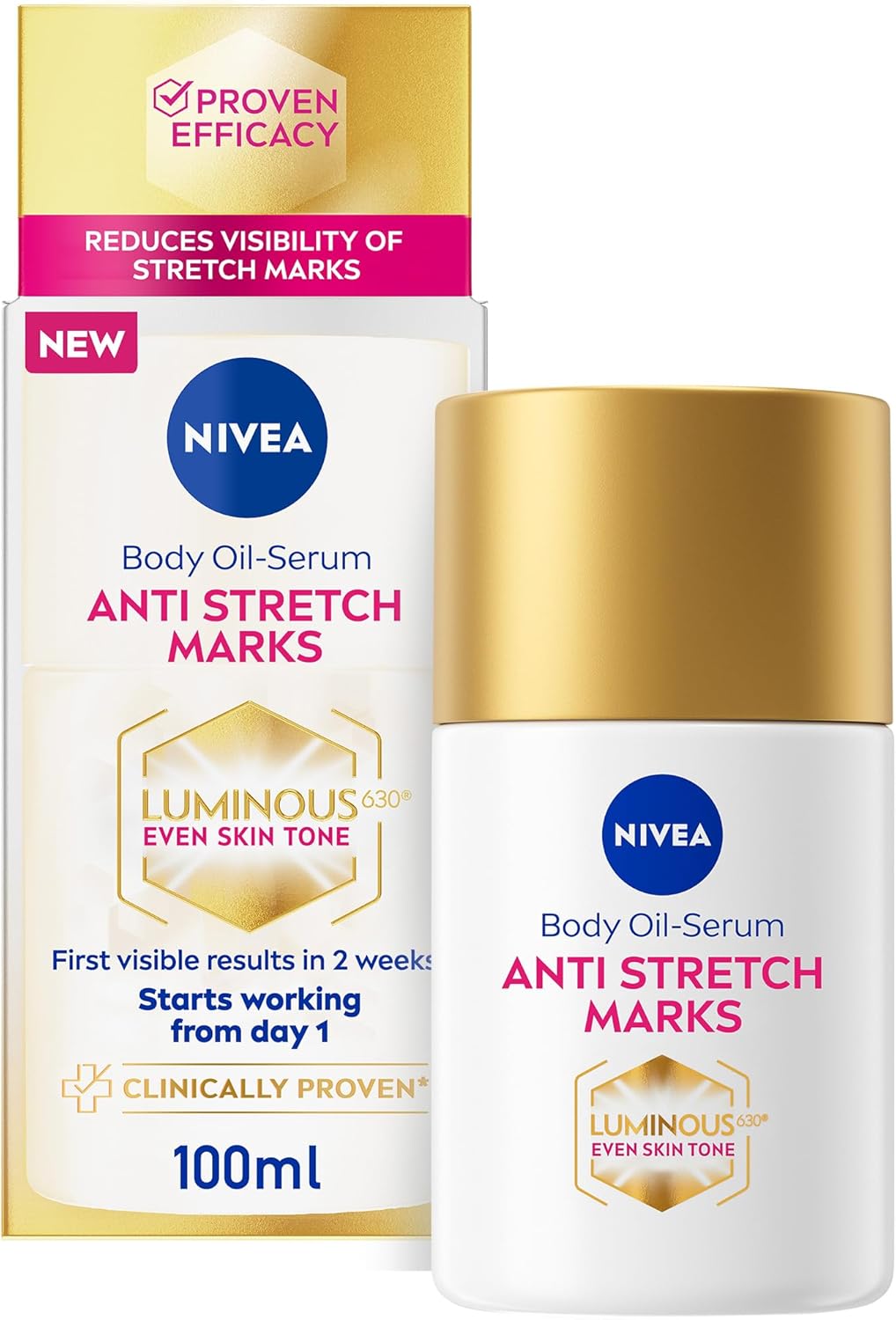 NIVEA LUMINOUS630® Oil Body Serum Even Skin Tone Anti Stretch Marx, 100 ml