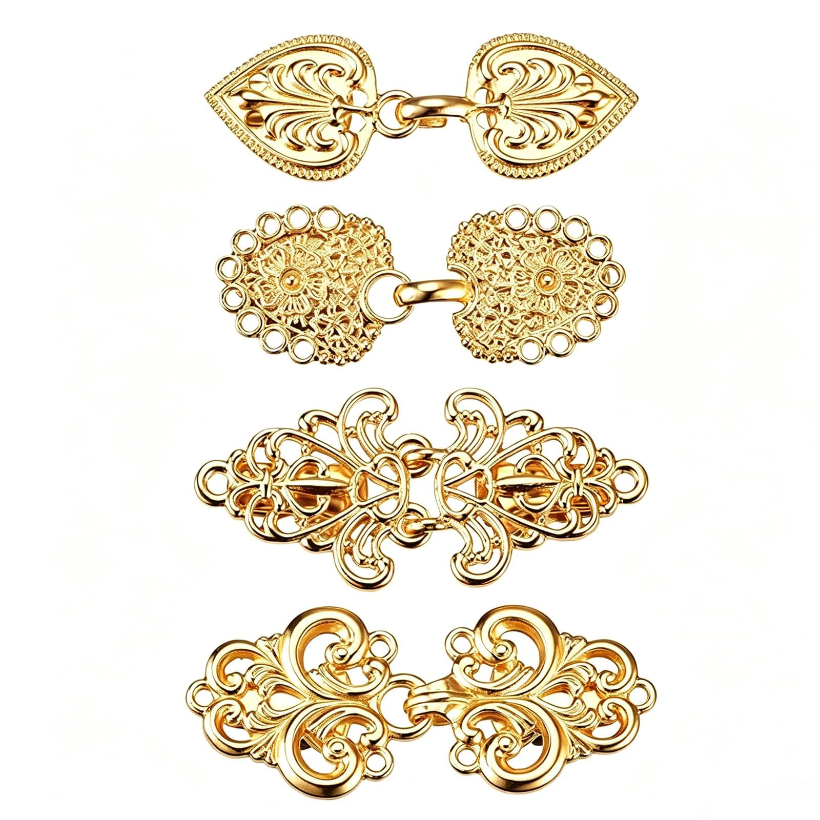 4 Pcs Gold Vintage Clothing Cinch Clips, Safety Pins For Women Saree, Adjustable Zinc Alloy Waist Tightener Brooch Clasp For Saree Dupatta, Cardigan, Dress & Western Outfit Styling-picture-49