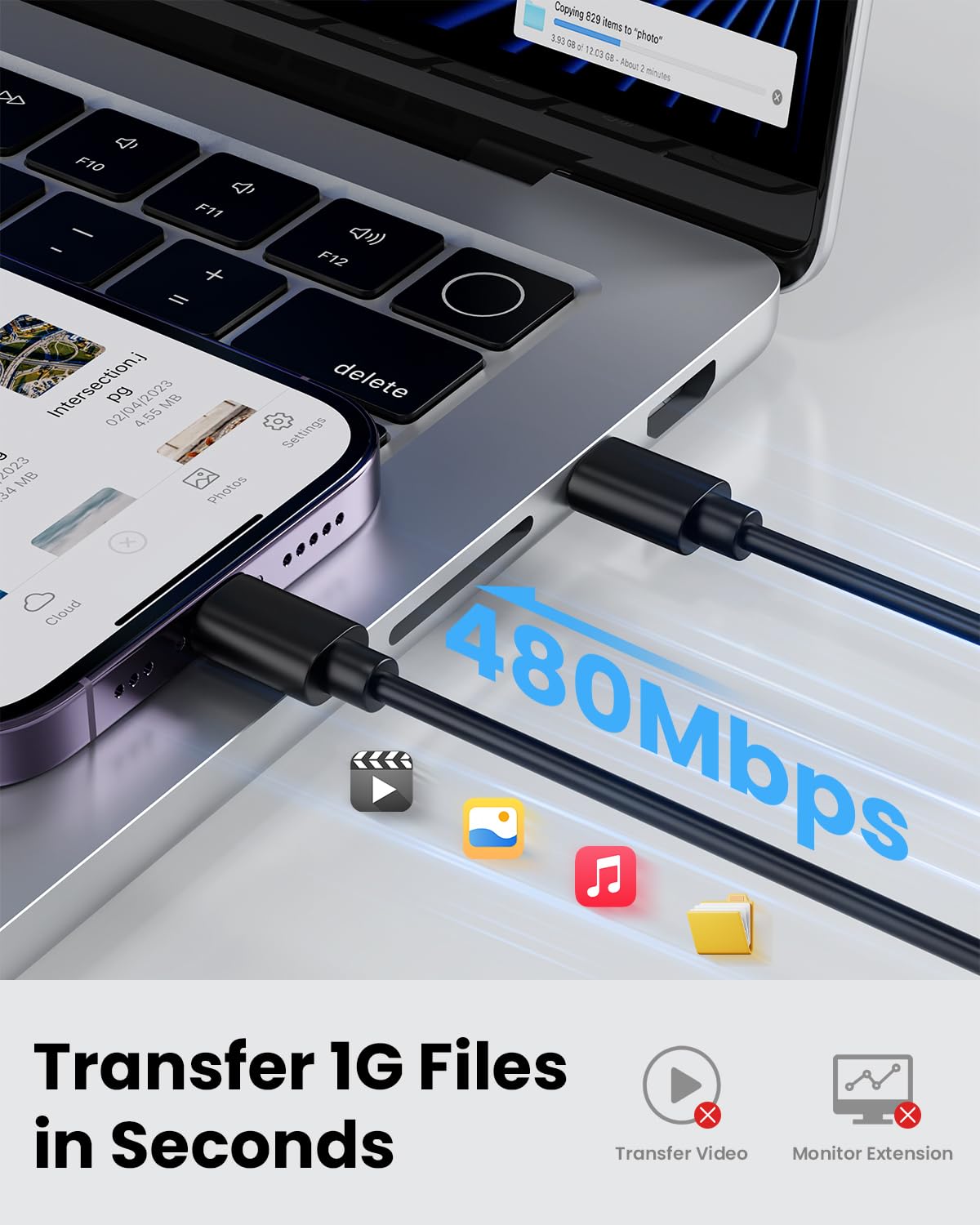 [1FT, 10-Pack] Multi Short USB Charging Cables, Fast Charge & Sync Type-C/Lightning/Micro Cords Bulk for Charging Station Compatible with iPhone16&15, iPhone5-14, iPads, iPods, Mobiles, Tablets, Black - Image 5