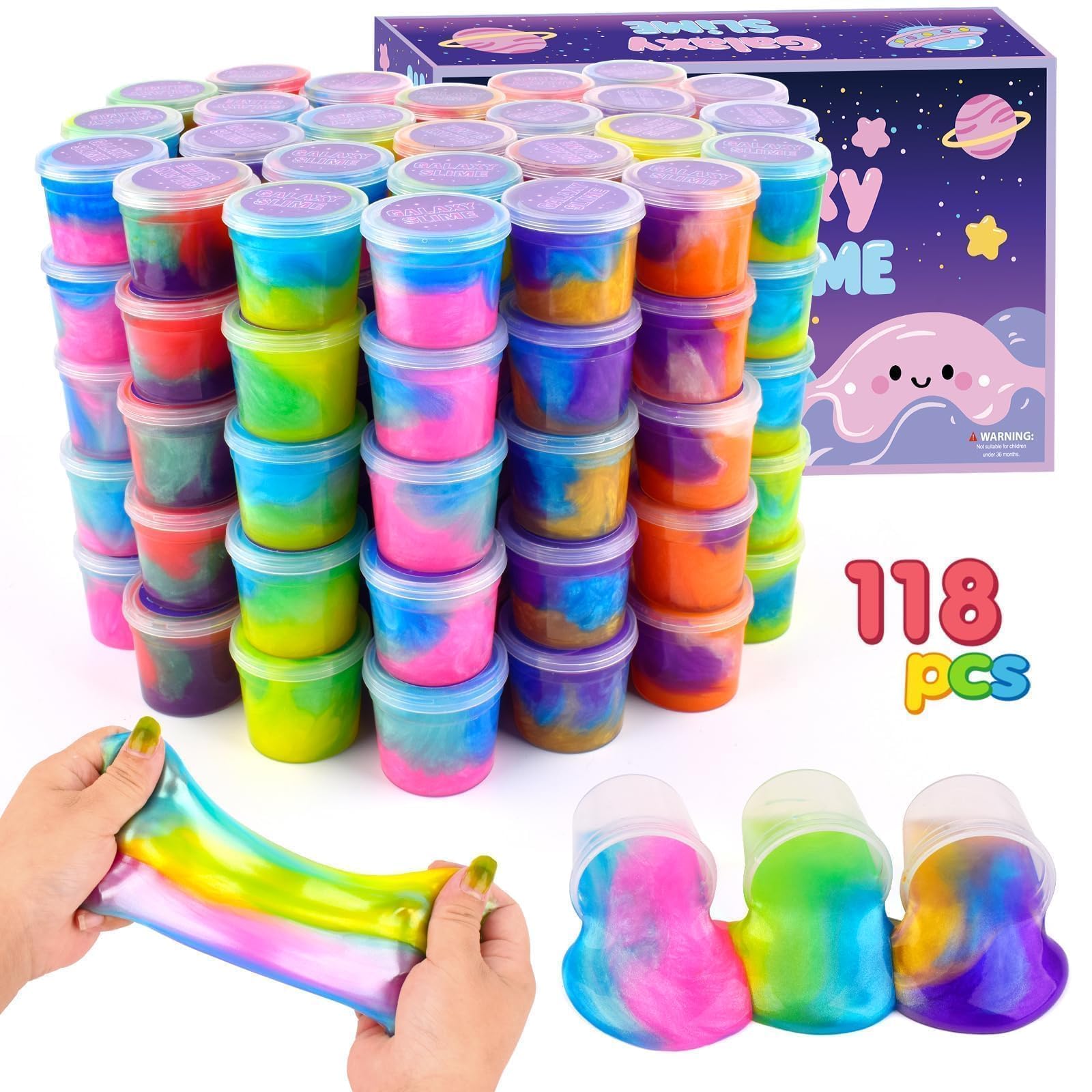 Photo 1 of 118 Pack Slime Party Favors Kit, Mini Galaxy Bulk Slime Stretchy Stress Relief for Kids, Soft Putty DIY Toy, Girls and Boys Classroom Supplies, Birthday, Goodie Bag Stuffers Advent Calendar