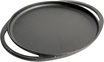 Meyer Pre-Seasoned Cast Iron Flat Dosa/Roti/Chapati Tawa Pan with 2 Side Handle, Dosa Kallu, Iron Tawa Big Size | Pre-Seasoned Cast Iron Cookware | Gas and Induction Compatible | 30cm, Black