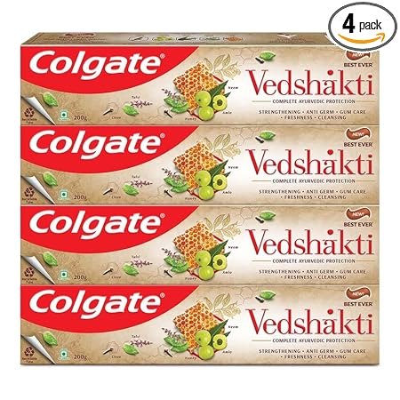 Colgate Swarna Vedshakti 800g (200g x 4, Pack of 4) Ayurvedic Gum CareToothpaste with Anti-Germ Properties For Whole Mouth Protection