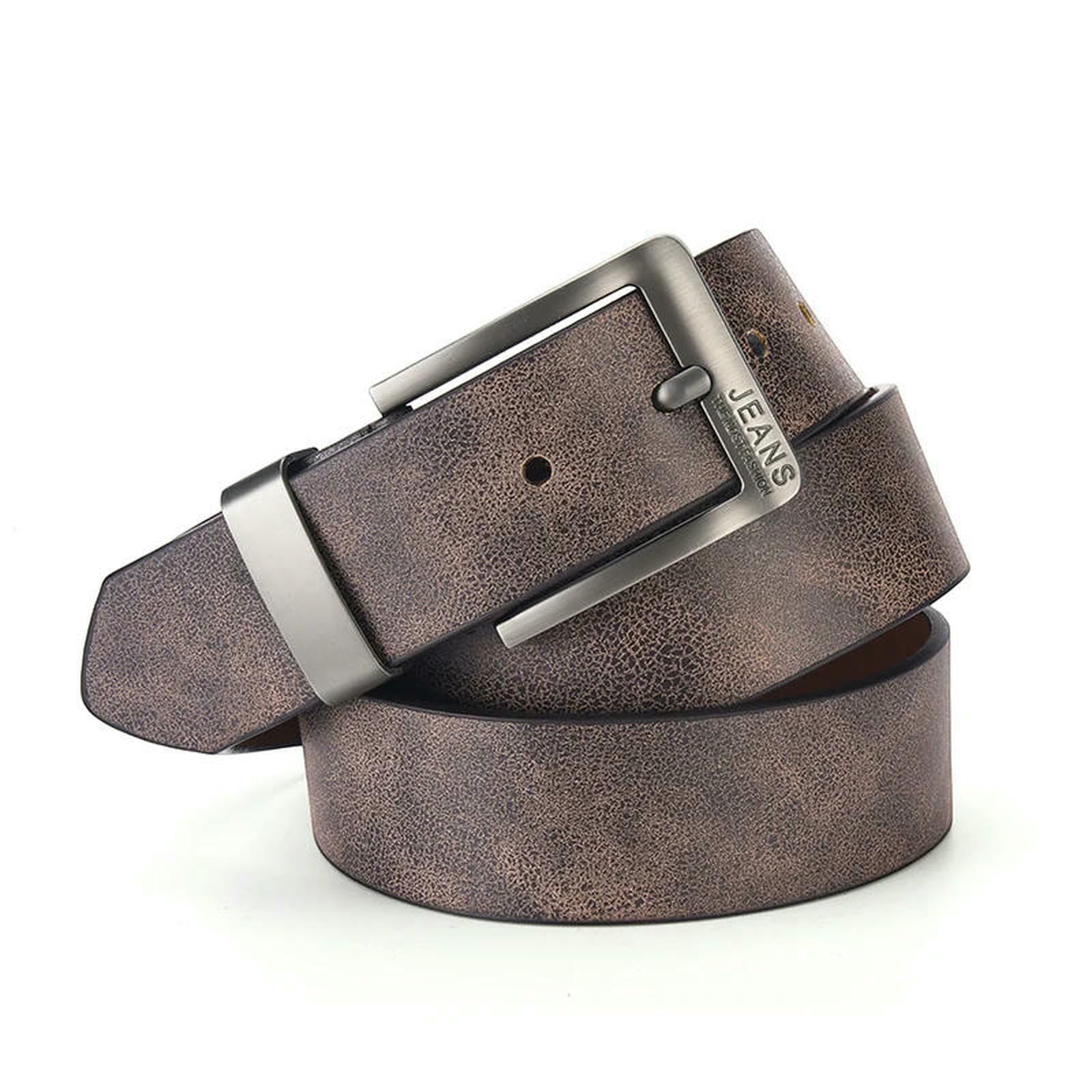 Cinturón de piel sintética para hombre, cinturón de hebilla de metal, para ocio, negocios, accesorio masculino, cinturón de diseñador, artículo de regalo