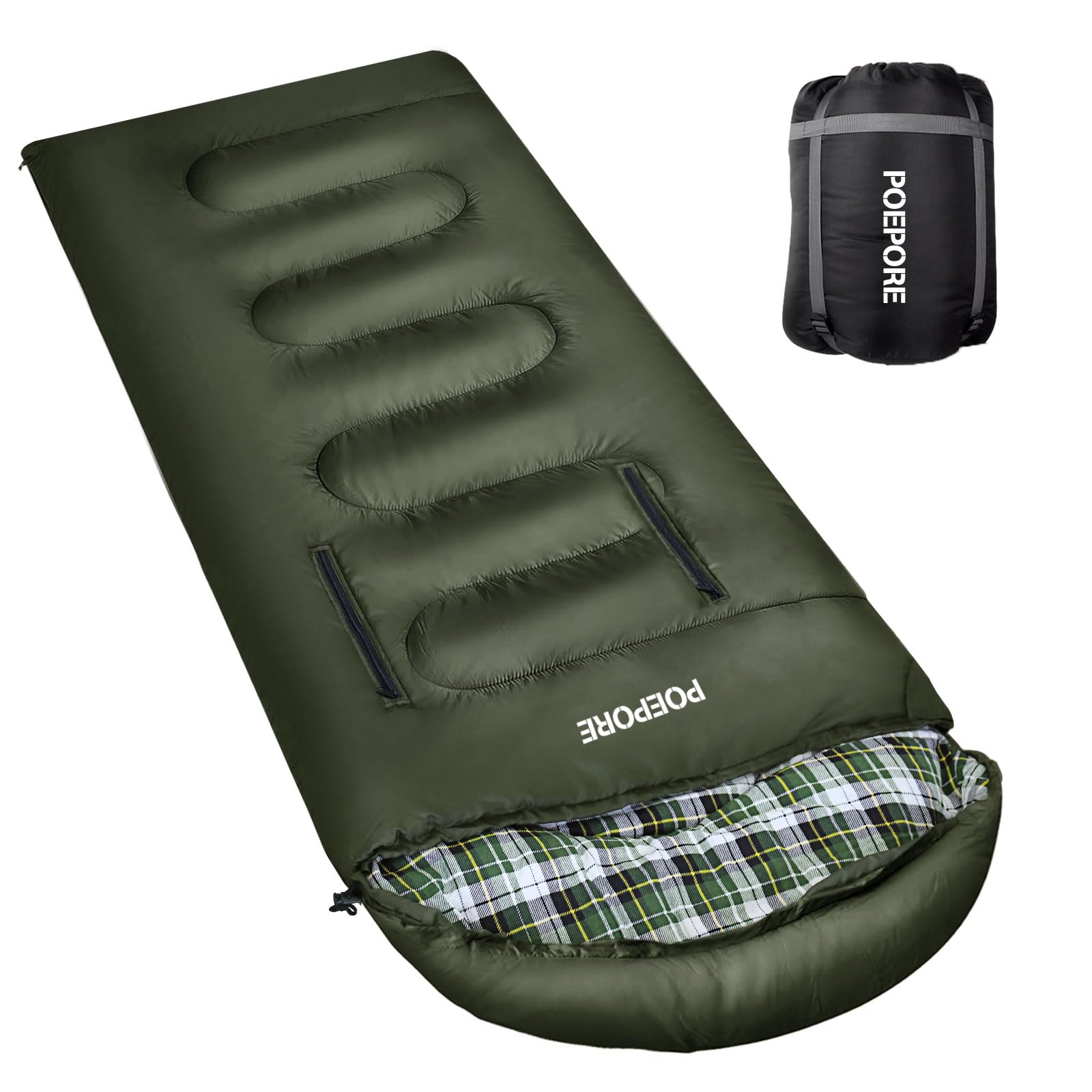 Sacs de couchage pour adultes en flanelle de coton léger avec trous de fermeture éclair pour bras XXL avec oreiller sac de compression pour le camping en plein air, la randonnée