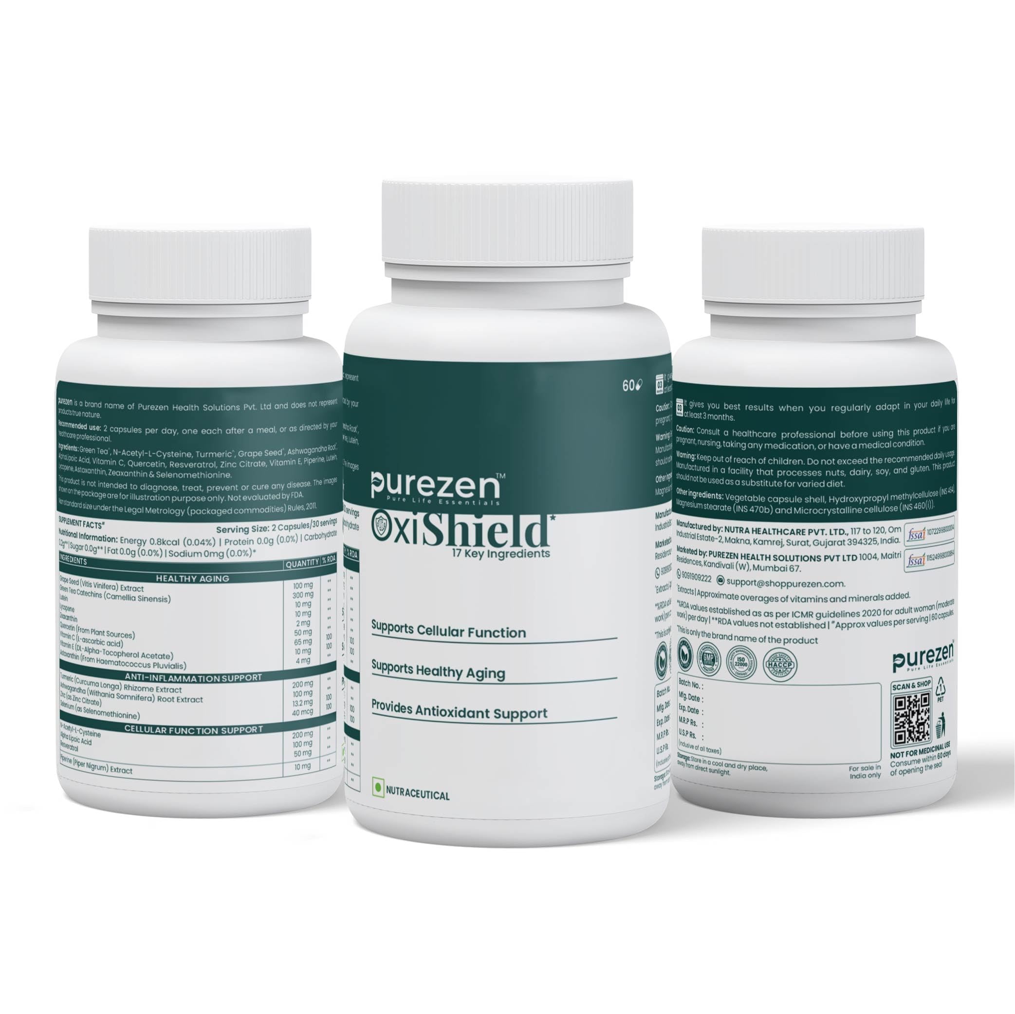Purezen OxiShield | Powerful Multi-Antioxidant Supplement with Astaxanthin, Zeaxanthin, Lycopene, Turmeric & Alpha Lipoic Acid for Cellular Health & Healthy Aging | 60 Capsules — Amazon image 6