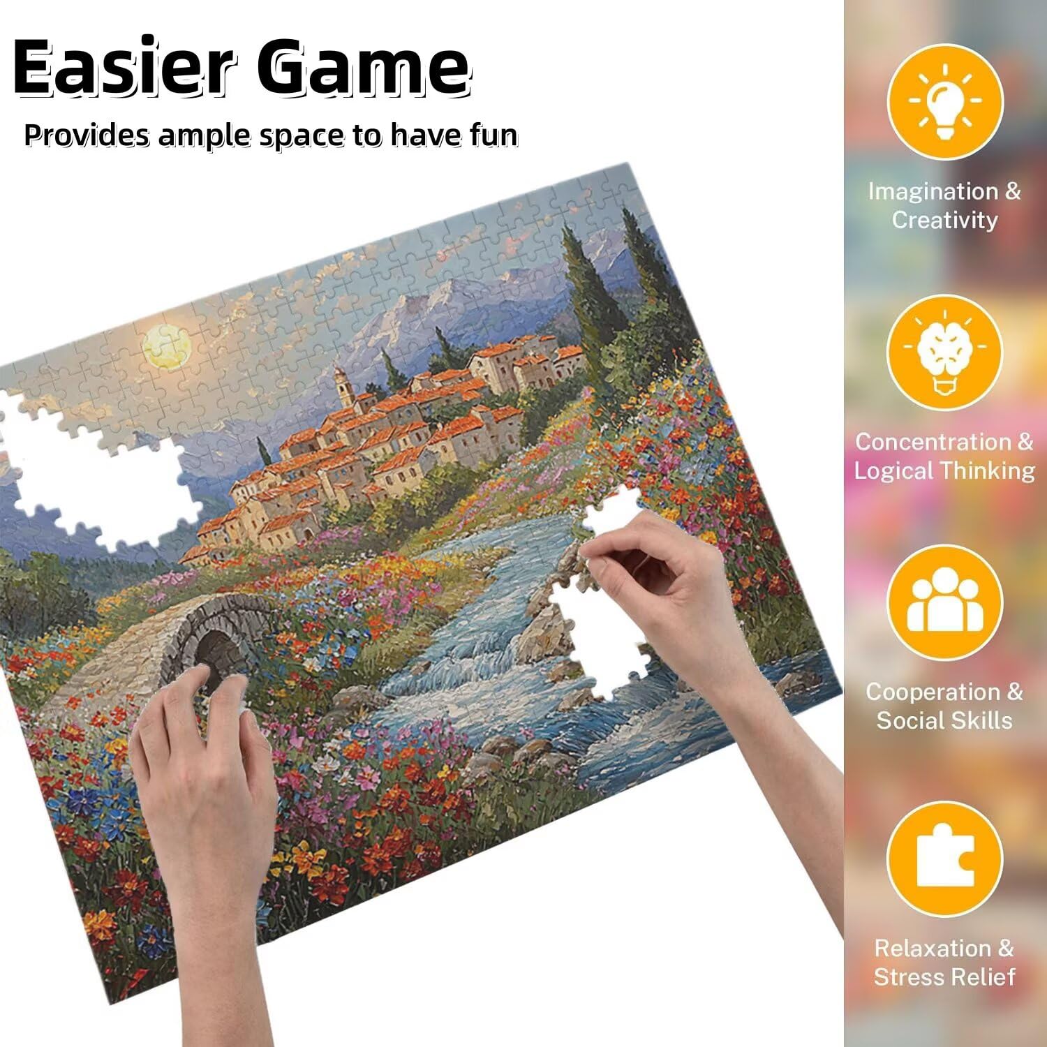 Jigsaw Puzzle, 5000 Pezzi Puzzle Classici, Vista Puzzle Rilassamento Intelligence, Mpossibile Difficile Puzzle Impegnativo per Adulti Puzzle Gioco Familiare, Regalo per Amore Piccola Città fr0-1201