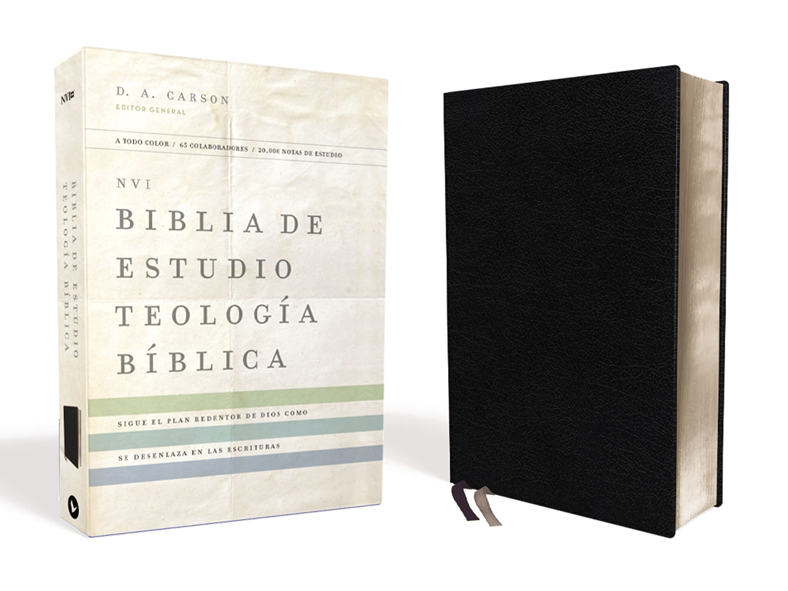 Nvi, Biblia de Estudio Teología Bíblica, Interior a Cuatro Colores, Piel Reciclada, Negro: Sigue El Plan Redentor de Dios Como Se Desenlaza En Las Escrituras
