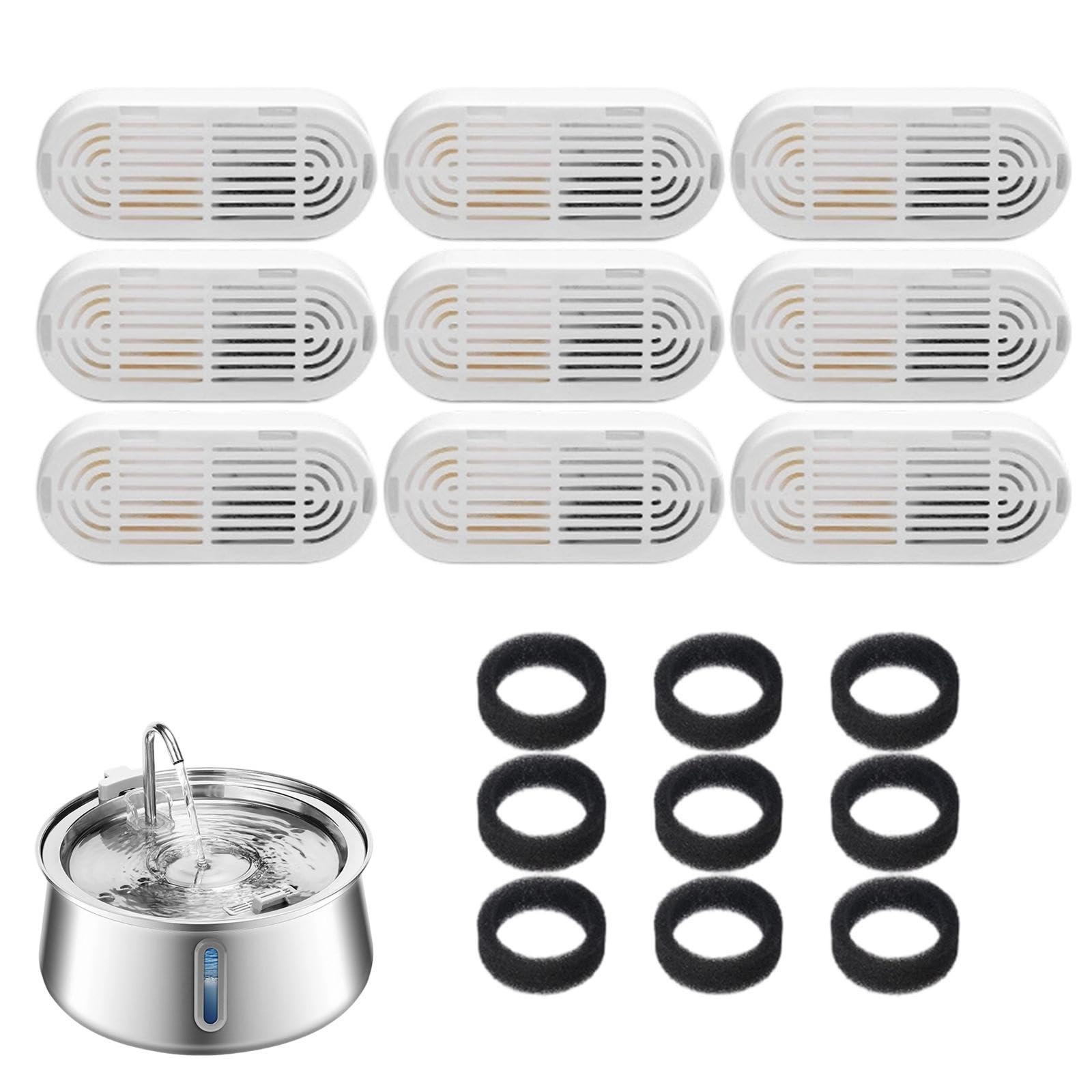 Doggy Fountain, 2l/4l/7l Selene Dog Water Fountain Wireless, Dogs Water Fountains Stainless Steel for Small Large Pets (for 4L-9filter element)