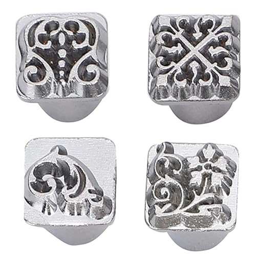 Miniatura 9 de Herramienta de estampación, 12 piezas de aleación de zinc, juego de herramientas de estampado de carpintería de cuero con diseño de flores de espiga
