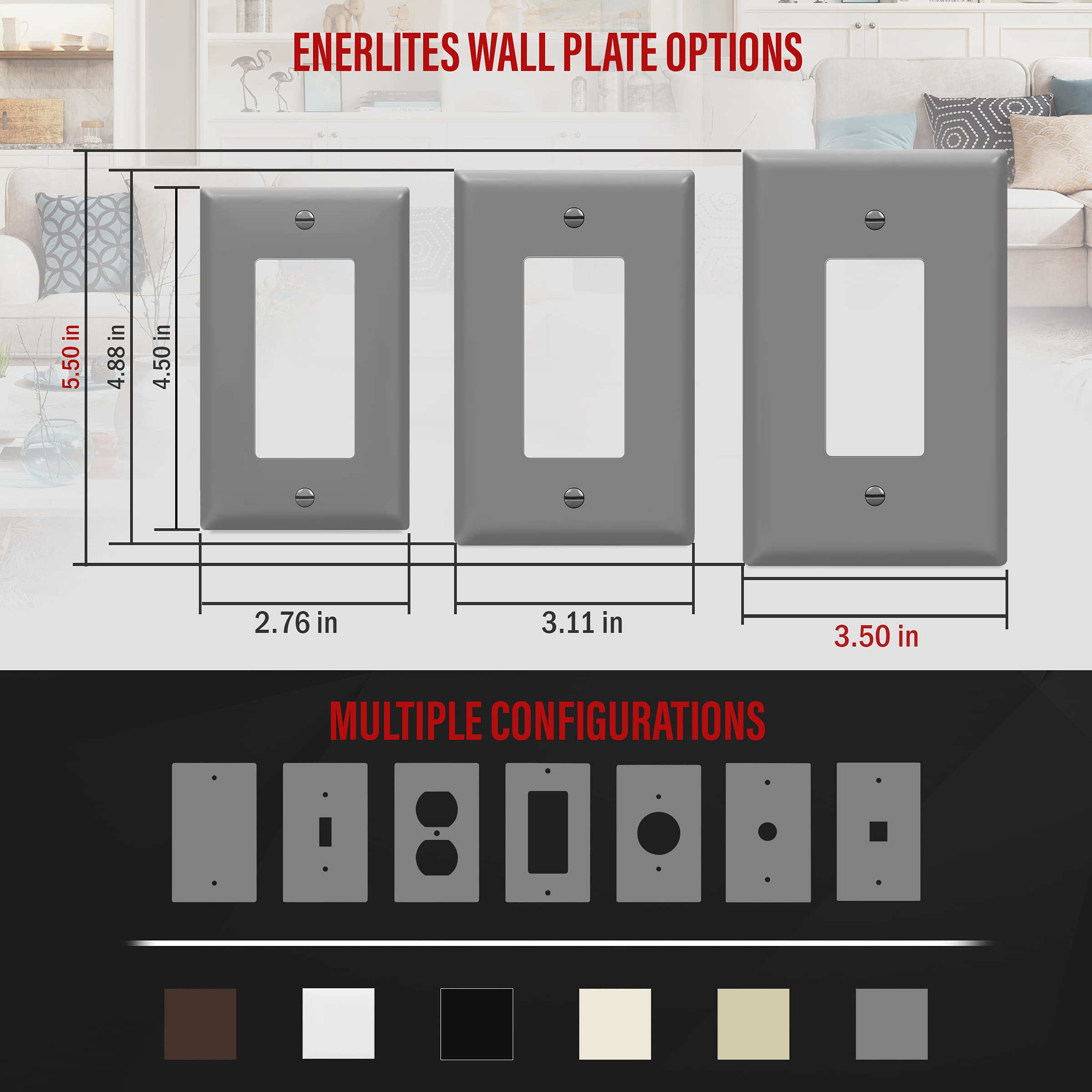 ENERLITES Schalterabdeckung Schwarz - Übergroß Für Steckdosen