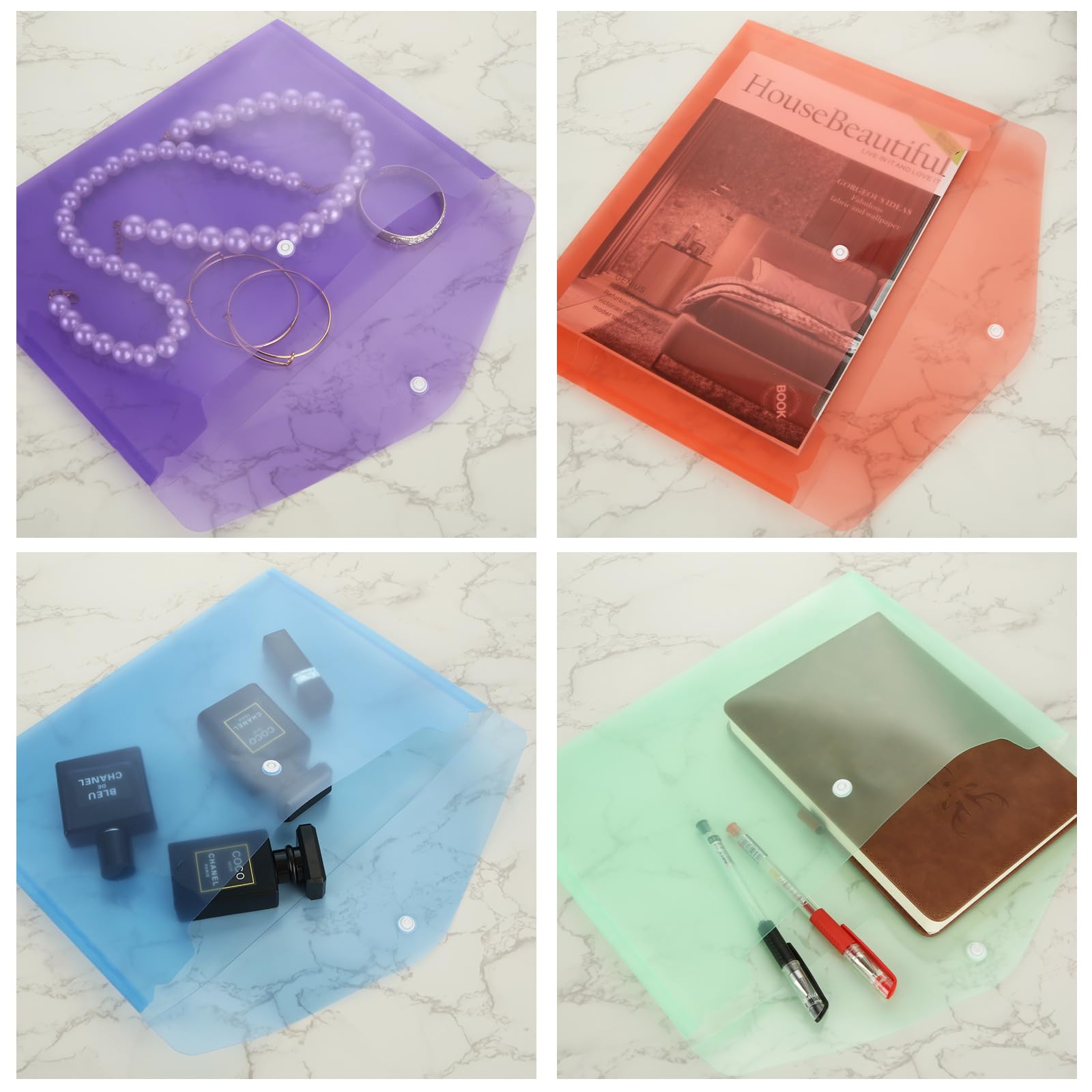 5 Cartelle Portadocumenti A4 - Con Bottone, Colorate, Impermeabili, Verticali - Foto 6