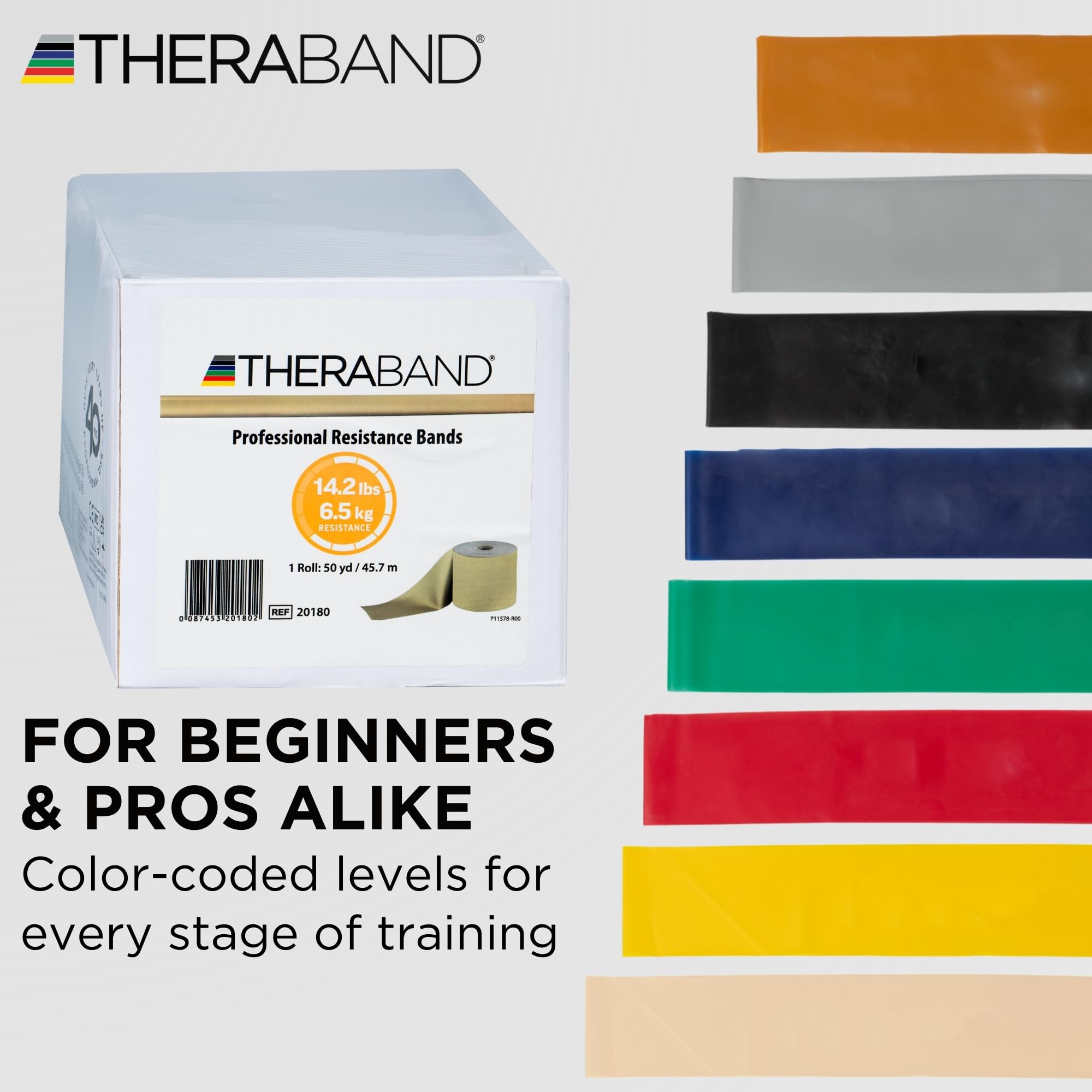 Cintas de látex resistentes profesionales de TheraBand, ejercicios para la parte superior, inferior y central del cuerpo