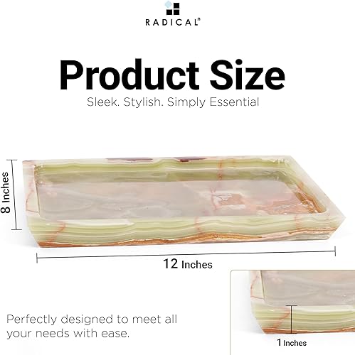 Miniatura 6 de Radicaln Bandeja decorativa rectangular hecha a mano con diseño de mármol de ónix verde, de 12 x 8 pulgadas, para decoración de cocina y cocina,