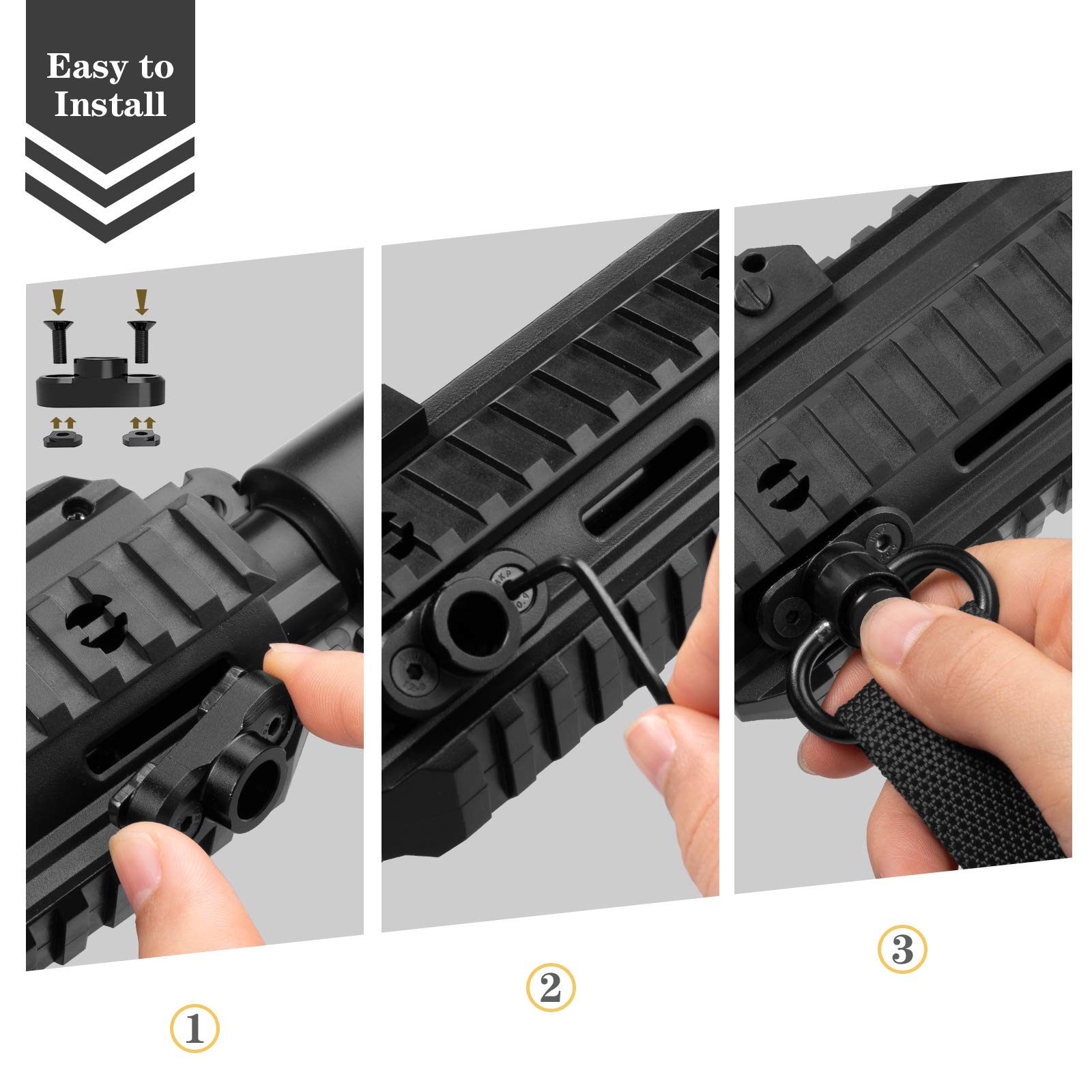 SMALLRT 2 Point Sling Quick Adjust QD Rifle Sling with QD Sling Swivel