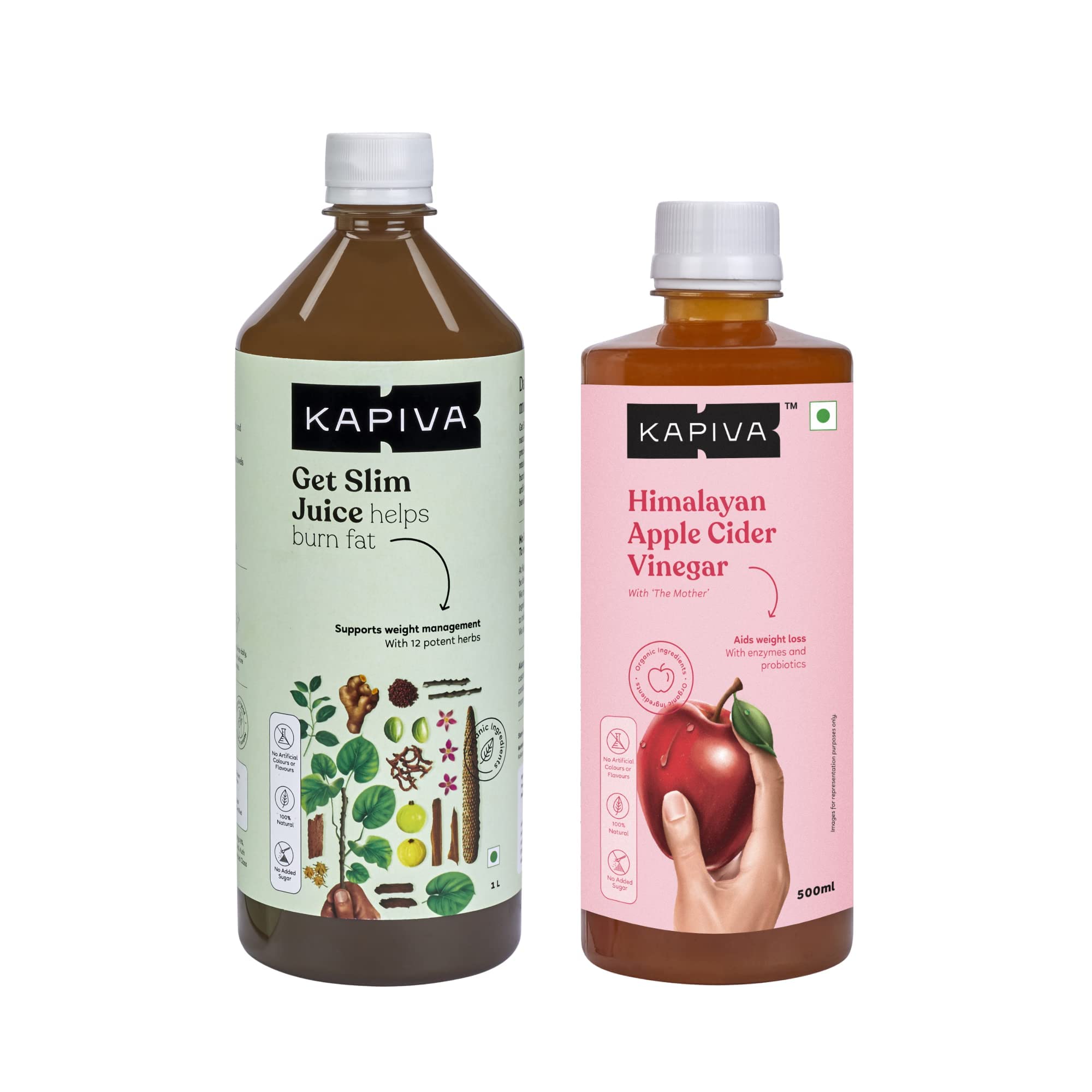 Kapiva Get Slim Juice + Himalayan Apple Cider Vinegar | Weight Management Combo | 2L