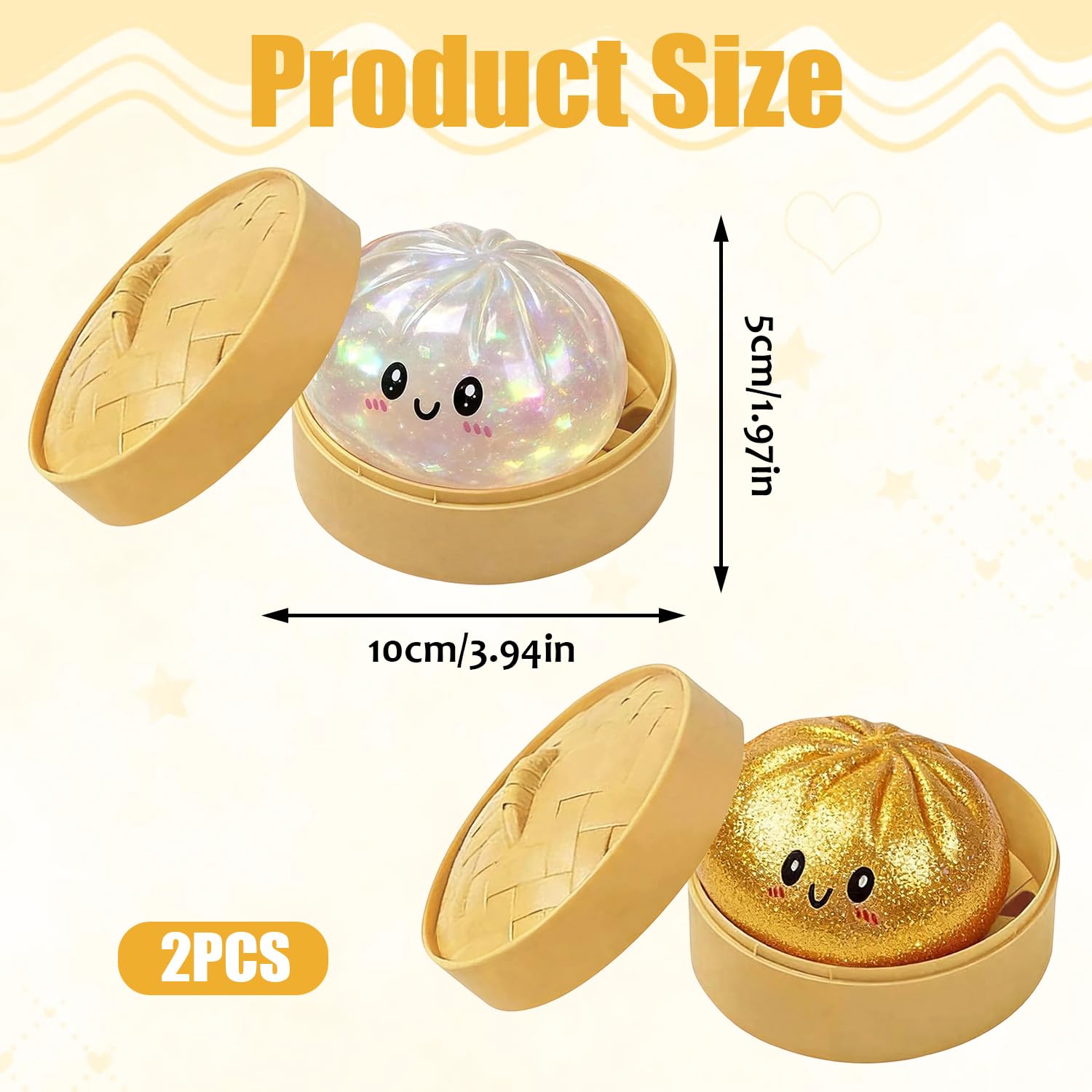 Giant Glitter Dumpling Squishy Toy, 2Pezzi Squishys A Forma Di Ravioli Glitterati, Glitter Dumpling Squishy, Morbida Pallina Antistress Ravioli Spremere Giocattoli, giocattolo da scrivania estensibile