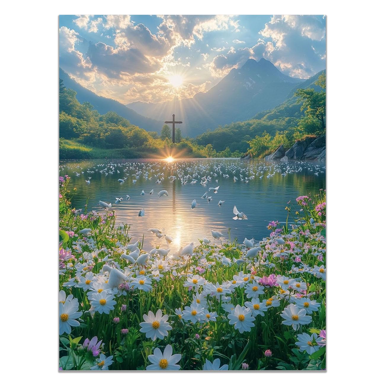 QUSAAOU Christian murals Jesus Art Portrait Jesus canvas murals Canvas Wall Decor，Suitable for office,living room,bedroom and church decoration(blue)-80x120cm Unframed