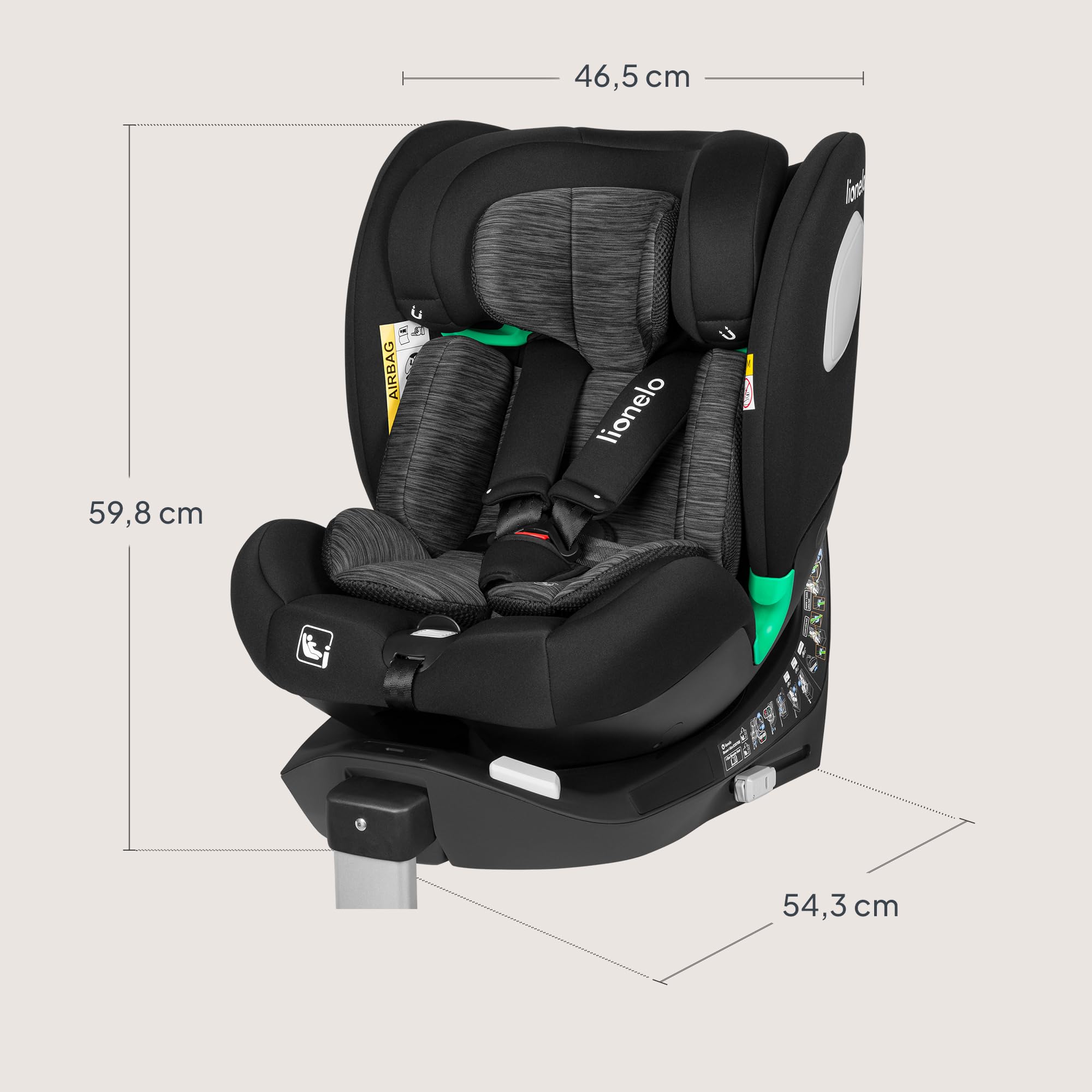Lionelo LO-BRAAM I-SIZE BLACK CARBON Fotelik Samochodowy, Czarny, 0-36 kg