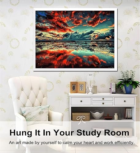 Miniatura 153 de Baisite 1112 Pintura por números, para adulto, principiante, niño, 12 pulgadas de ancho x 16 pulgadas de largo, 2 lienzos, 8 pinceles de madera