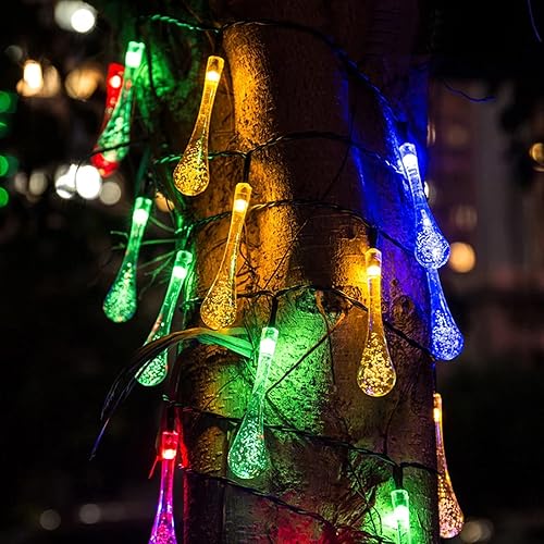 Miniatura 3 de SNOMYRS Tira de luces solares para exteriores de 21 pies, 30 luces LED solares con 8 modos, luces de cristal impermeables para patio, jardín, árbol,