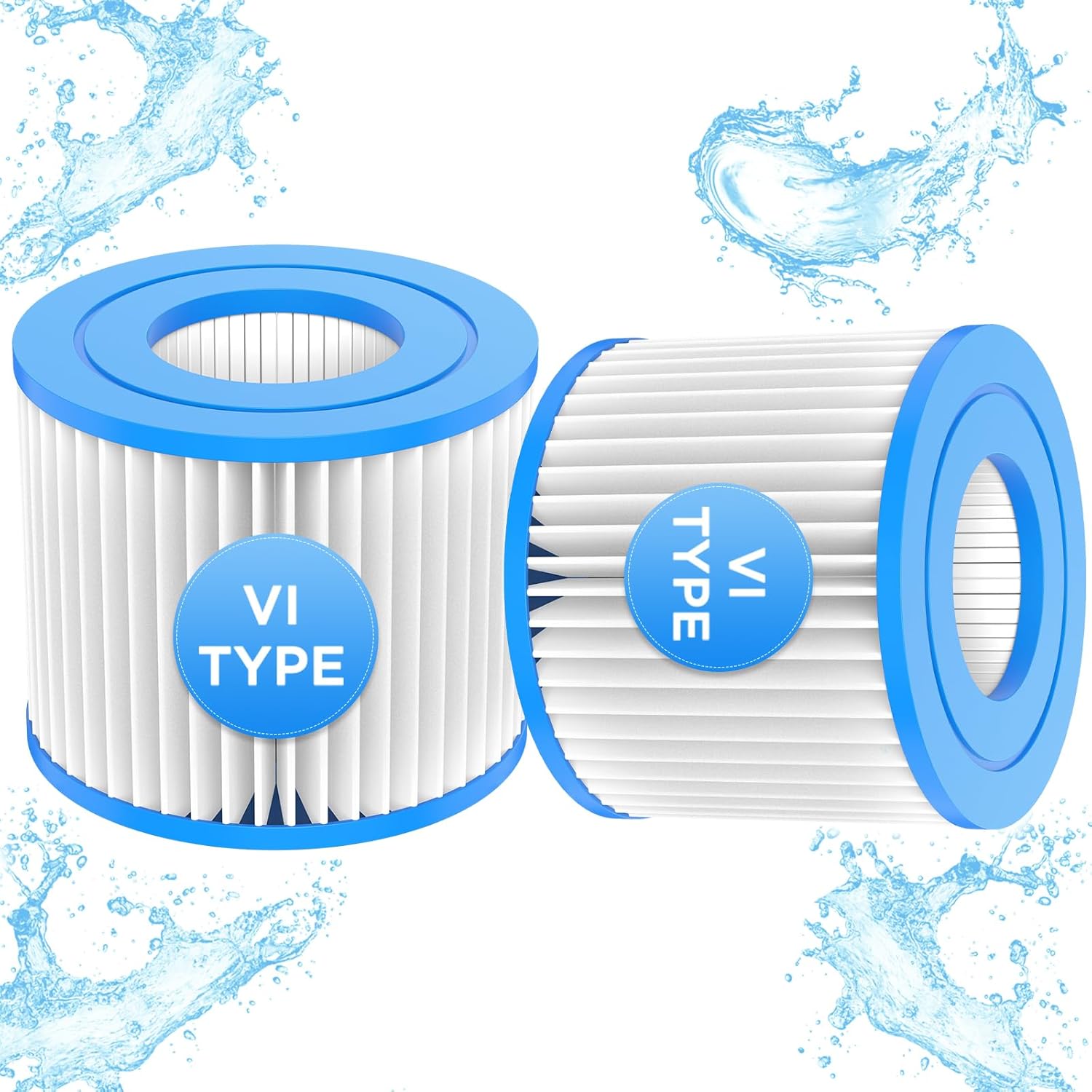 2PCS Type Ⅵ Hot Tub Spa Filter Replacement Compatible with Colem Salu 90352E 58323E, Inflatable Hot Tub, Pool Pump Filter