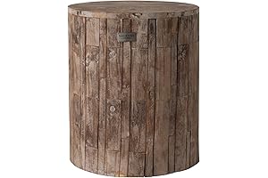 Patio Sense Elyse Round Rustic Wood Outdoor Stools for Sitting & End Table