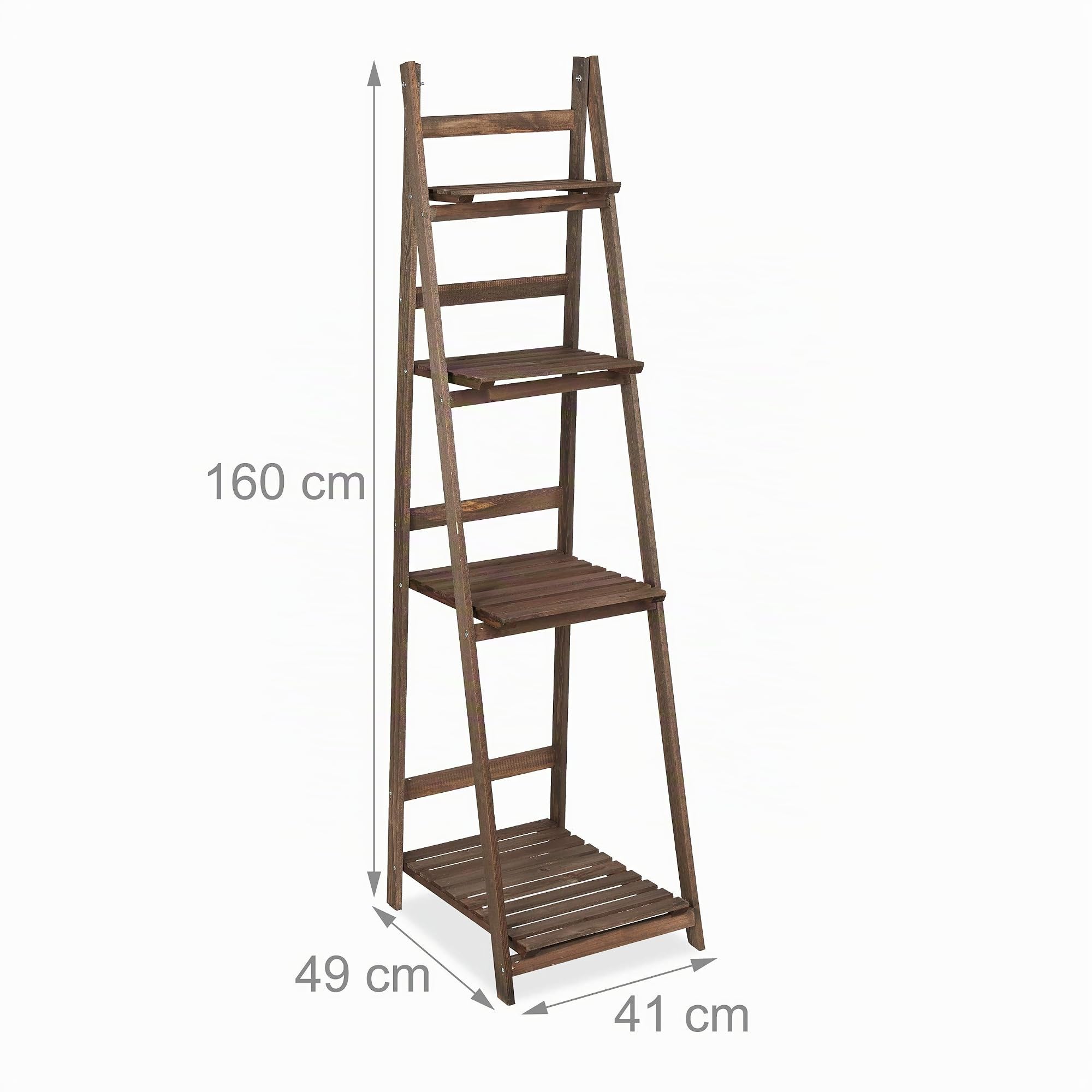 Relaxdays étagère escalier fleurs, 4 niveaux, escalier fleurs bois , pliable, échelle plantes, HlP:160x41x49cm, brun