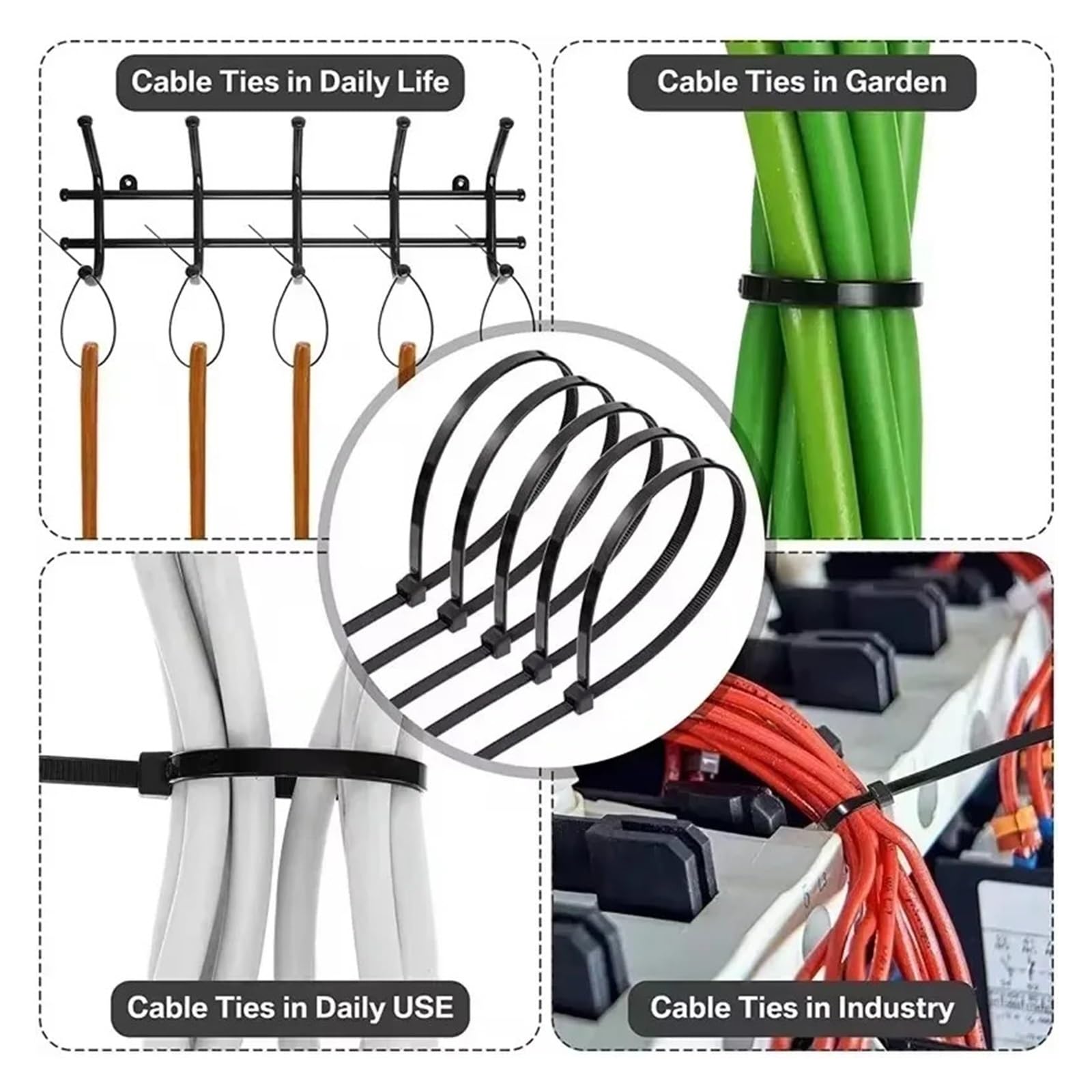 Bridas de nailon de plástico con autocierre, ajustables, for el hogar y la oficina, 500/1000 unidades - Fácil Instalación(2.5x300mm (500pcs))