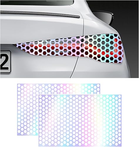 2 calcomanías para lámpara trasera de automóvil tipo panal de abeja, 18.9 x 11.8 pulgadas, lámina universal autoadhesiva para luz trasera, cubierta