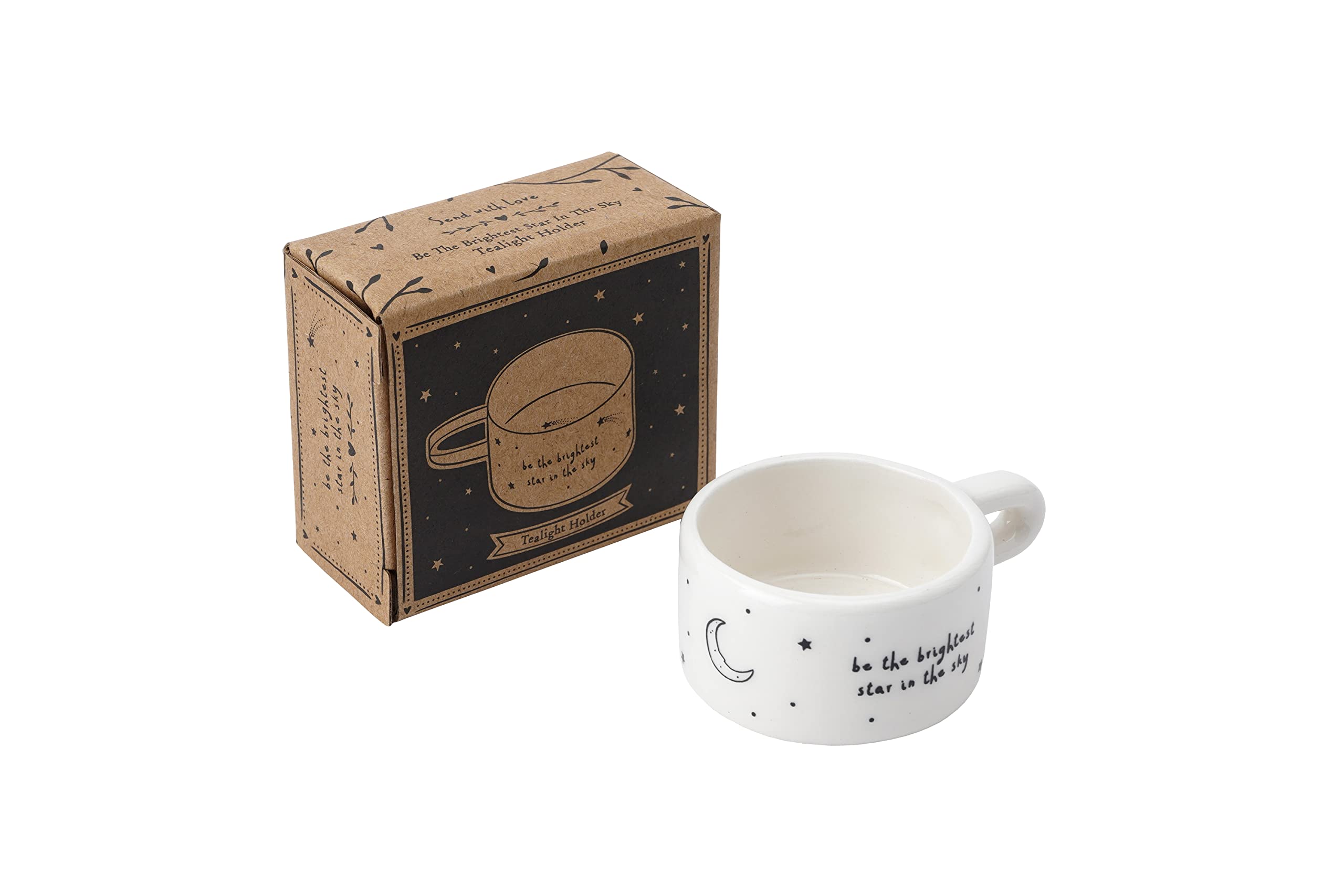 Brightest Star Tealight Candle Holder | Shooting Star | Ceramic | White/Black