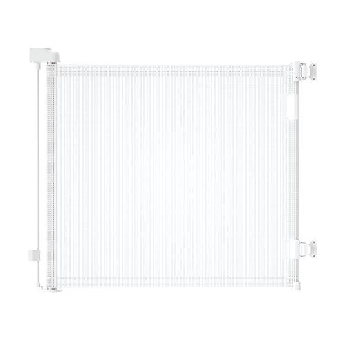 Puerta retráctil para bebé, puerta de malla para bebés o puerta de malla para perros, 33 pulgadas de alto, se extiende hasta 55 pulgadas de ancho,