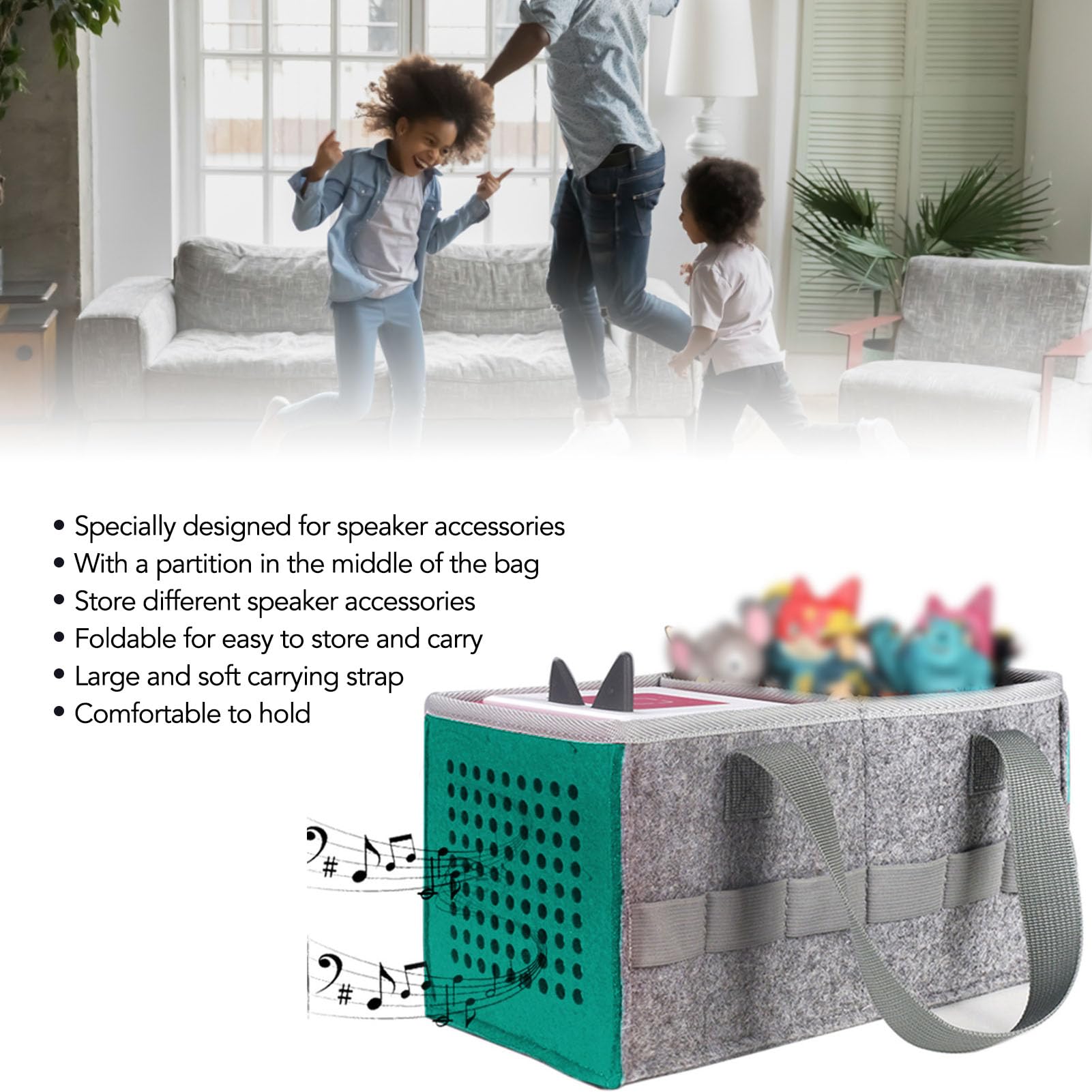Étui de Transport en Forme de Feutre Portable avec Un Espace Supplémentaire pour Toniebox Starter Set - Sac de Rangement Pliable Rose pour Box et Accessoires (Lac Bleu)