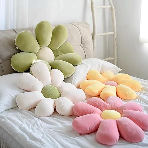 Miniatura 4 de Tanha Paquete de 2 almohadas de margaritas de 23.7 pulgadas, almohada de flores, cojines de piso de flores, almohada en forma de flor, lindas