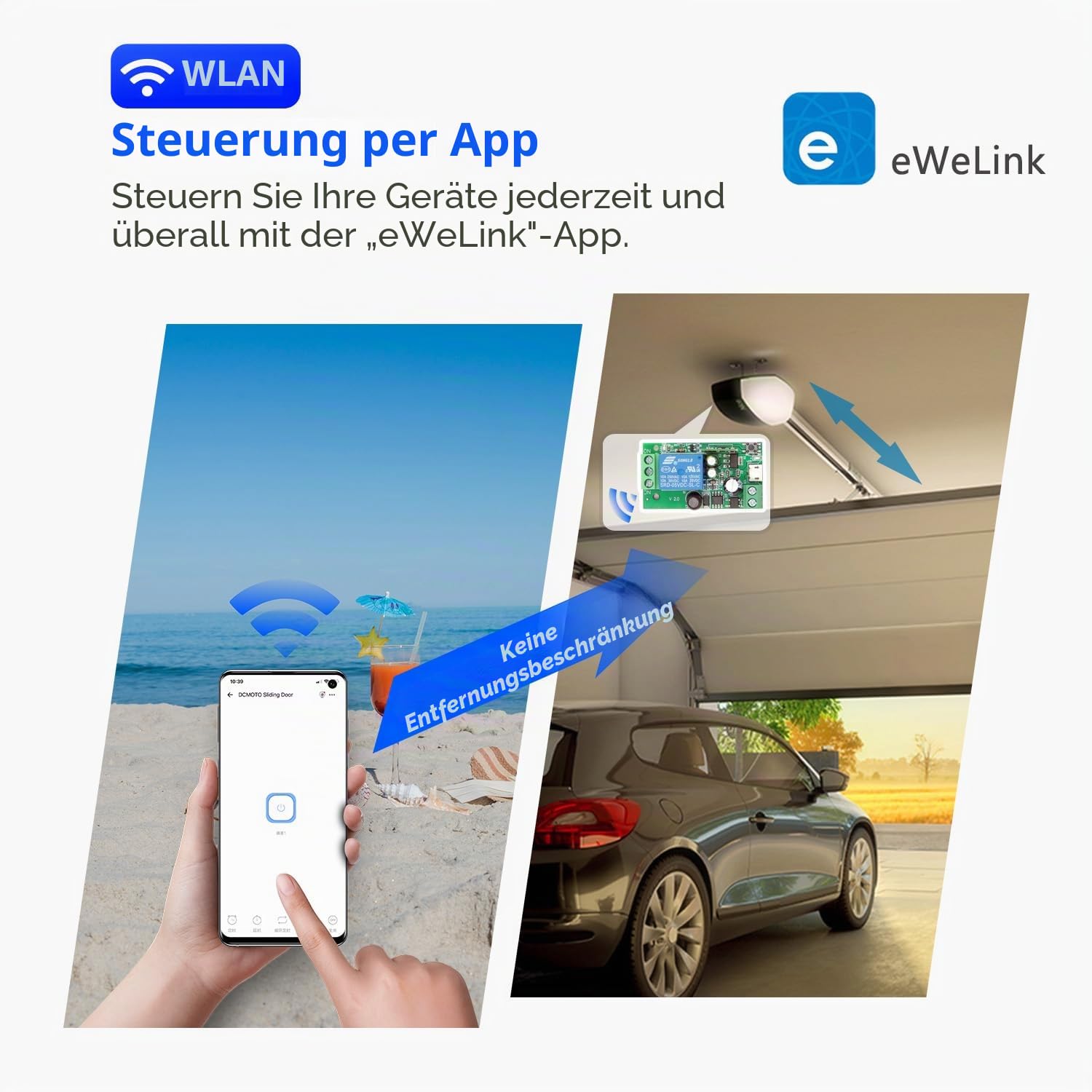 DieseRC 4x 1 Kanal WIFI Intelligenter Schalter mit 1x Bluetooth-Sender, DC 5V 12V 24V 36V Passiver Ausgang Relai Modul Trockener Kontakt Ewelink APP kompatibel mit Alexa/Google Home