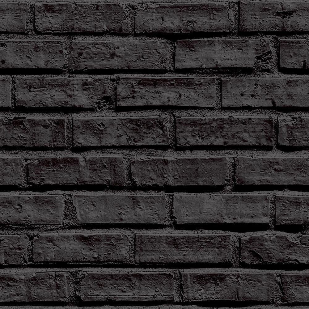 WALLPAPER EMPIRE Black Brick Wallpaper, Realistic 3D Effect, Photographic Print, for Living Spaces & Feature Walls, Kitchen Bedroom Hallway Dining Room