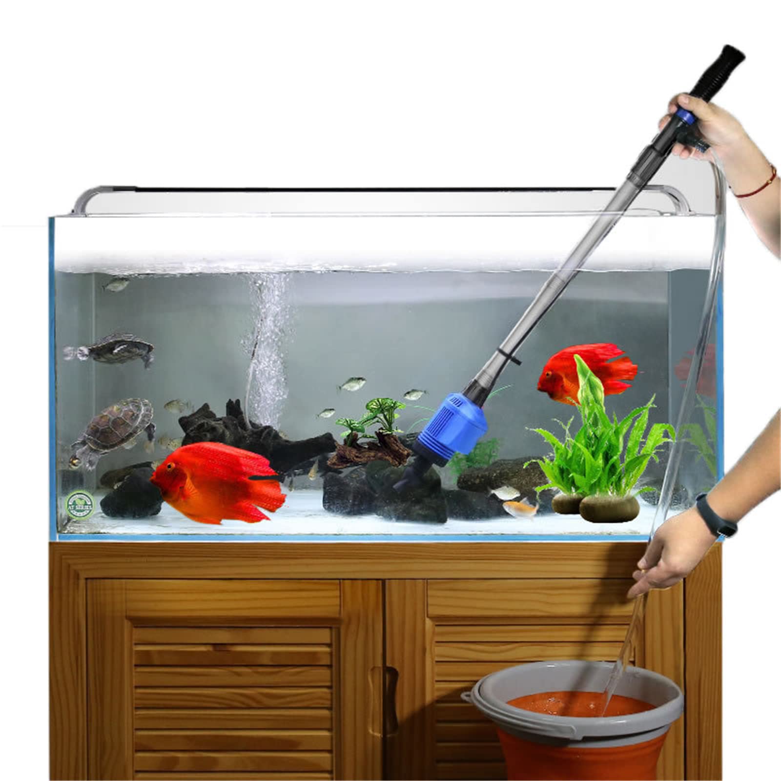 Aspirateur d'aquarium, Nettoyeur de Gravier électrique pour Aquarium, Filtre à Siphon d'aspiration Puissant, Laveur de Sable, changeur d'eau, Longueur réglable pour Le Nettoyage de