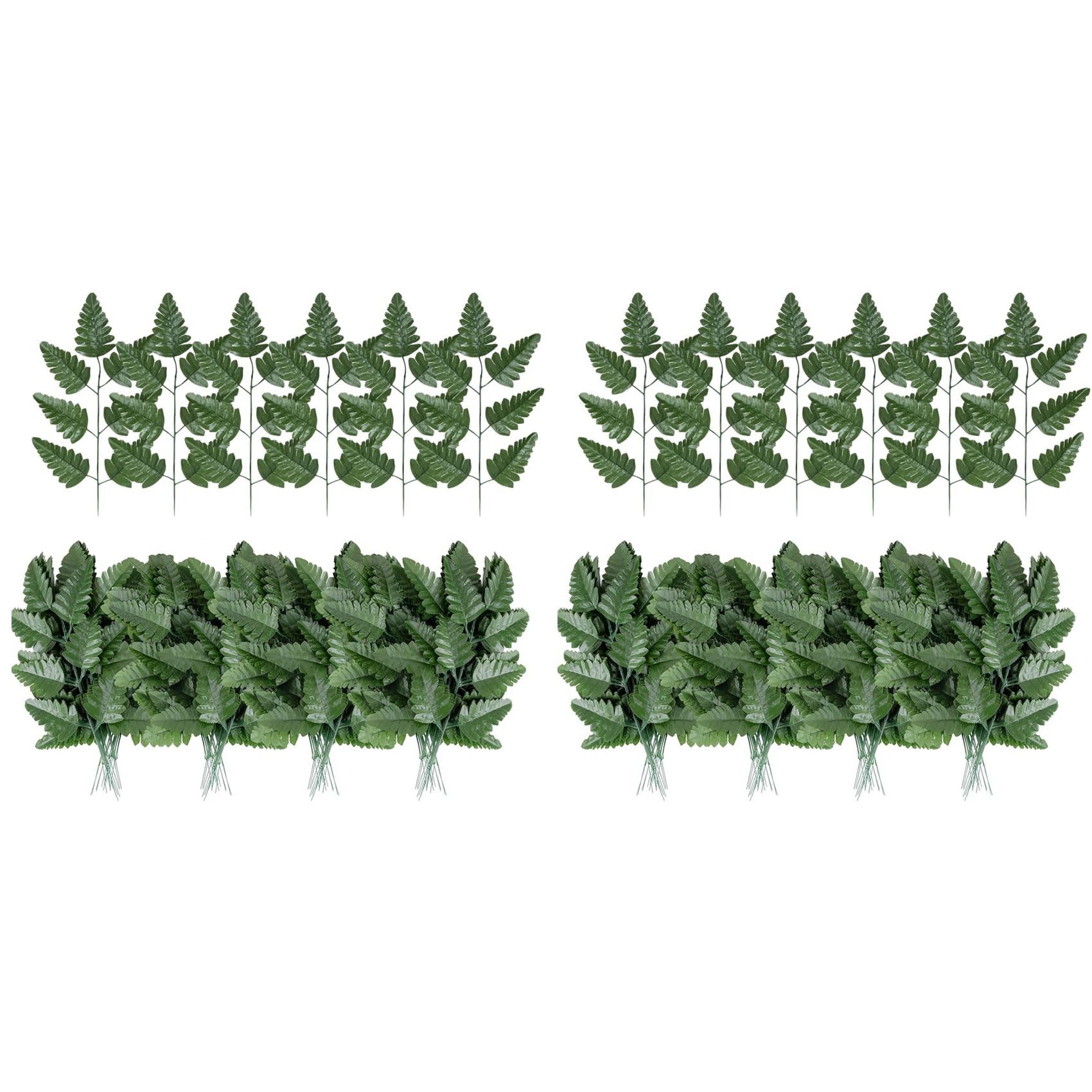 Hndhbfgrt Artificial Leaf Fern - Artificial Fern Leaves Stem Faux Greenery Plant for Cemetery Grave Headstone Wedding 200Pcs