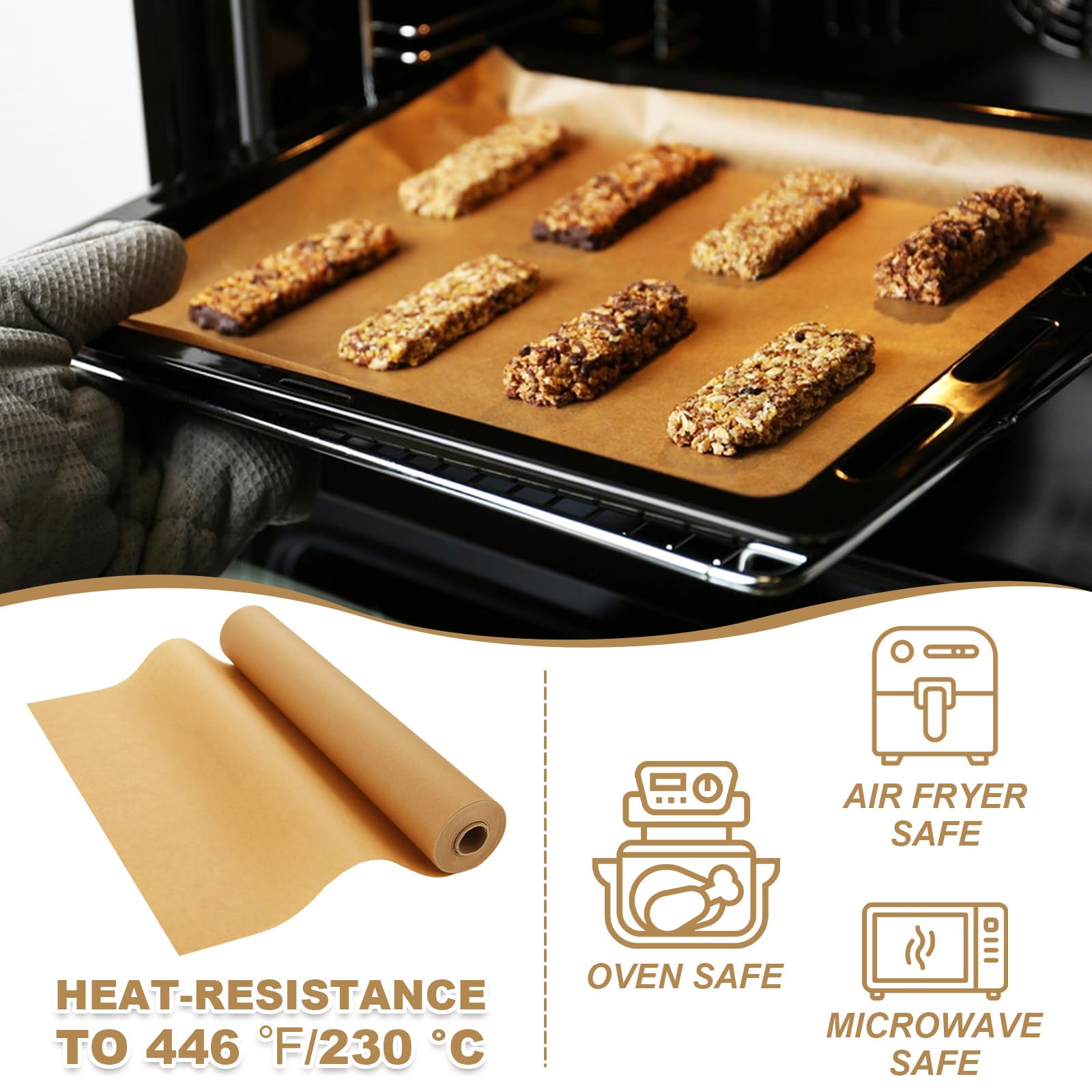RHBLME 2 rotoli di carta pergamena, 38,1 cm x 60,1 m, carta pergamena per cottura, 250 mq, carta da forno antiaderente per cottura, griglia, cottura a vapore, cottura, friggitrice ad aria