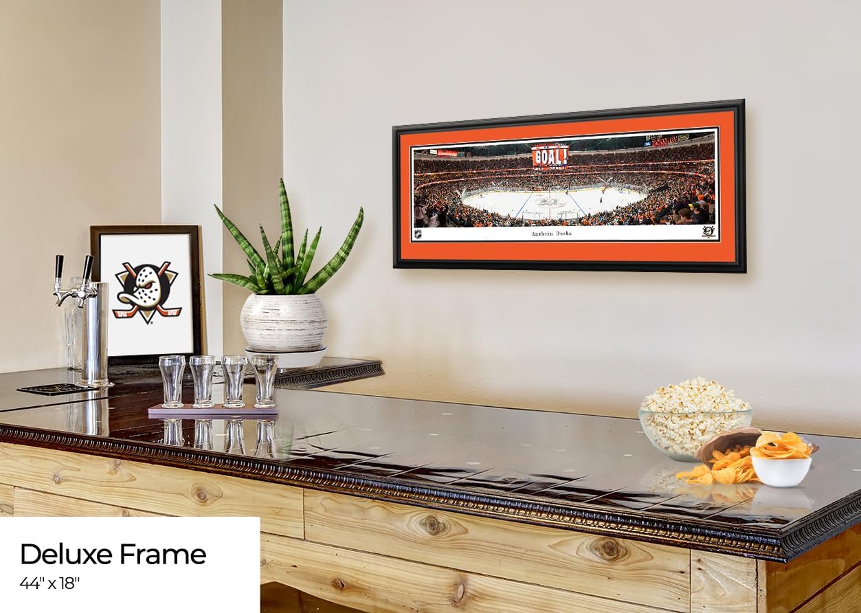 Anaheim Ducks - Double Mat, Deluxe Framed Picture by Blakeway Panoramas (44"W x 18"H)