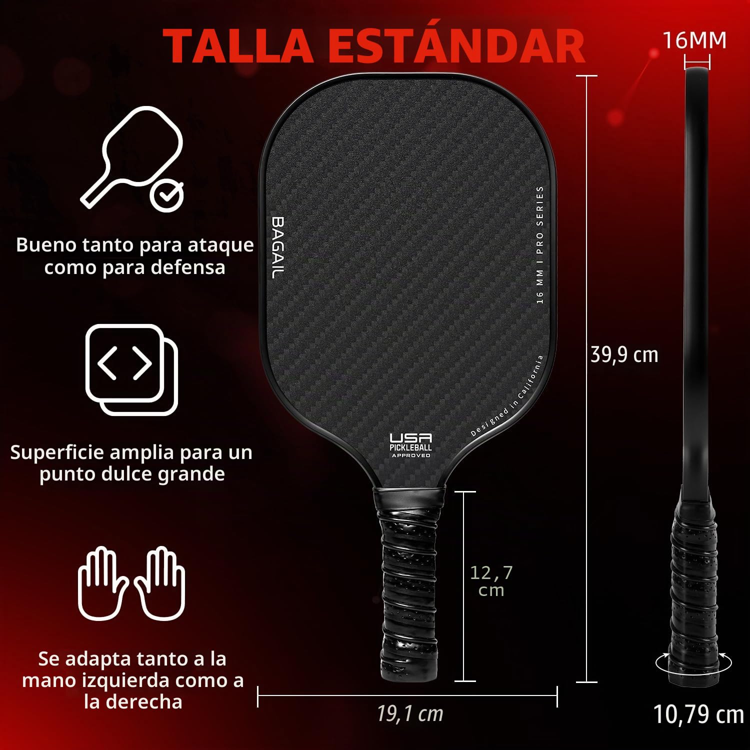 BAGAIL Juego de Paletas de Pickleball con 4 Pelotas, Ligeras, Ergonómicas
