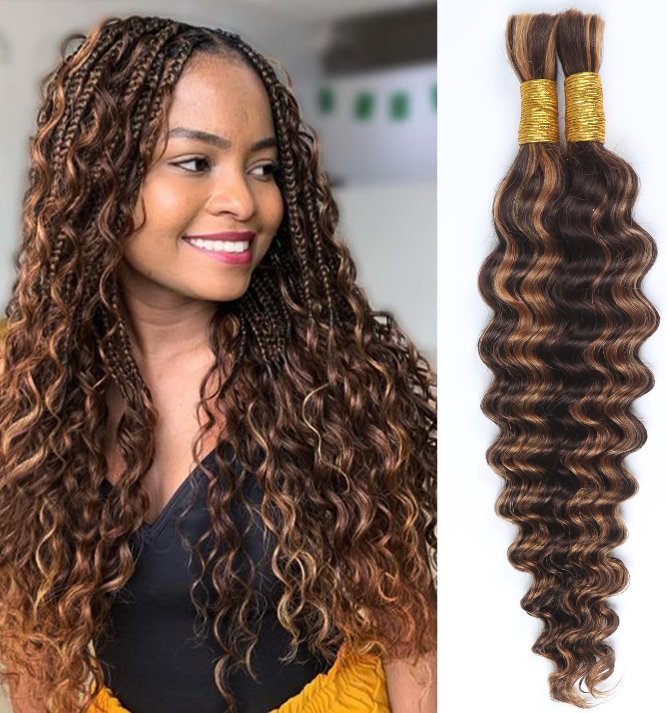 Deep Wave Bulk Hair for braiding is a type of hair