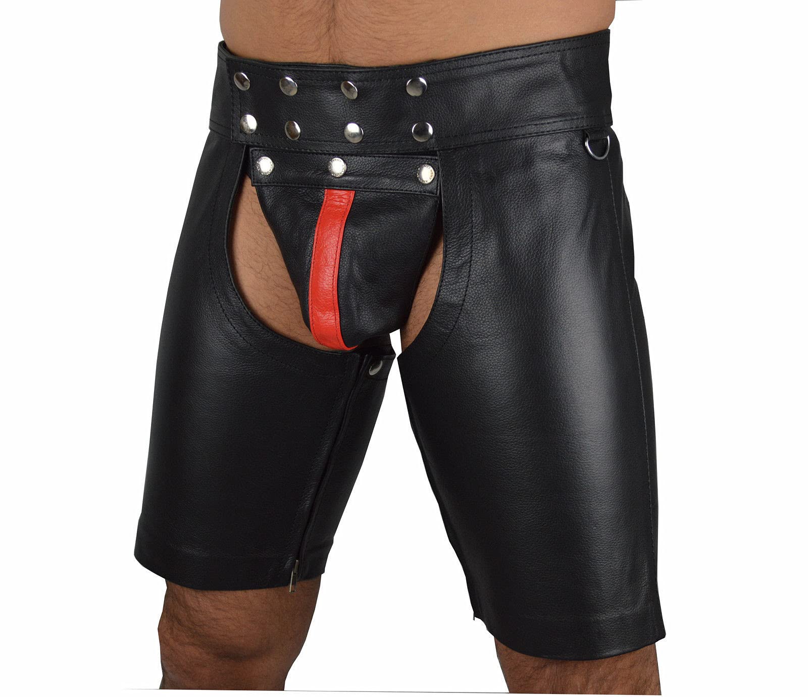 Hombres Sexy PU Leggins Cuero Pantalones Cortos Ajustados Trasero Expuesto Látex pantalón Lencería