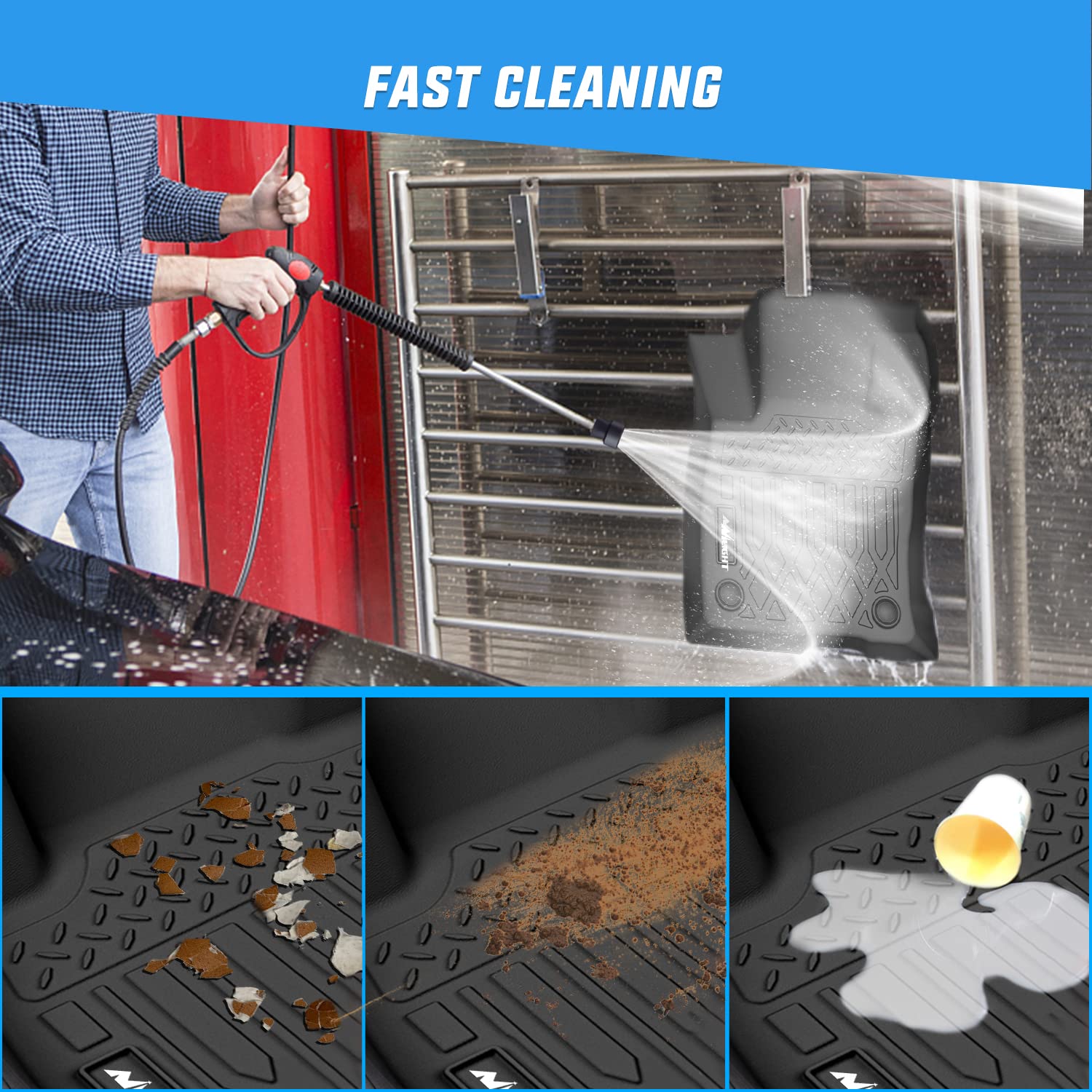 Nilight TPE Floor Mats for Ford Bronco Sport 4-Door 2021 2022 2023 2024 2025 All Weather Custom Fit Heavy Duty Floor Liners