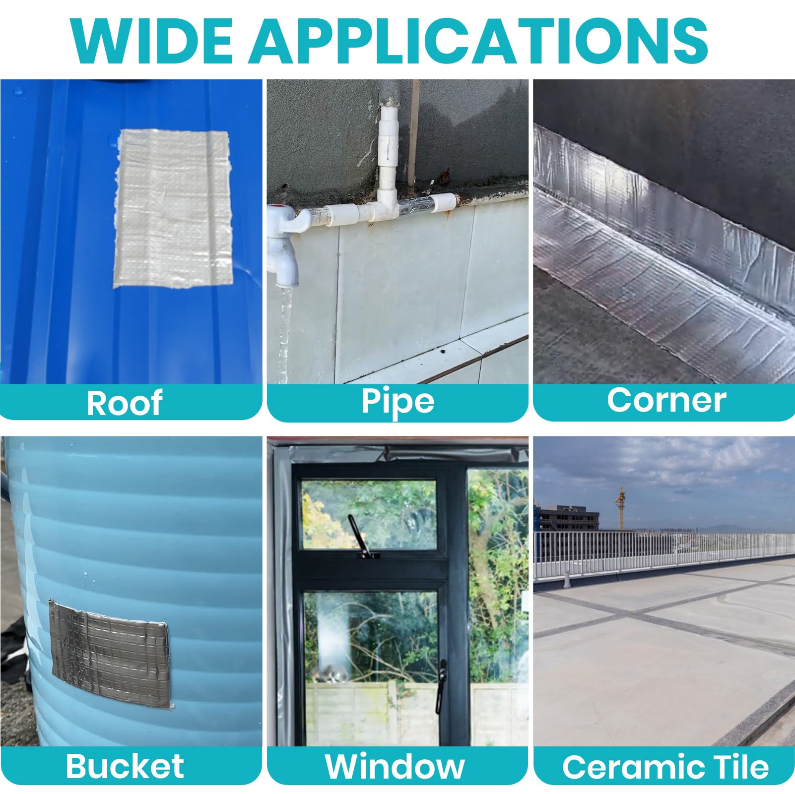 ADHES Cinta Adhesiva de Aluminio de Butilo Impermeable, Con Caucho Fuerte de 50mm x 5m, 1,5 mm De Espesor, Adecuada Para Pérdidas en Techos, Grietas Superficiales