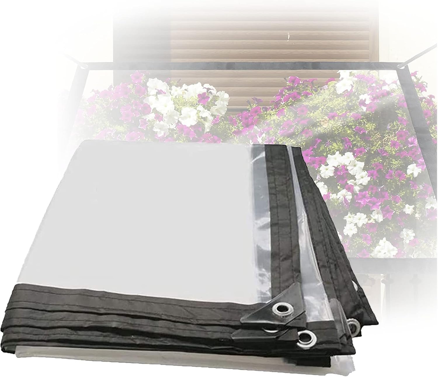 Pannelli laterali per pergola trasparenti impermeabili per esterni, con occhielli, in plastica, personalizzabili, per terrazze (trasparente, 2,7 x 2,2 m