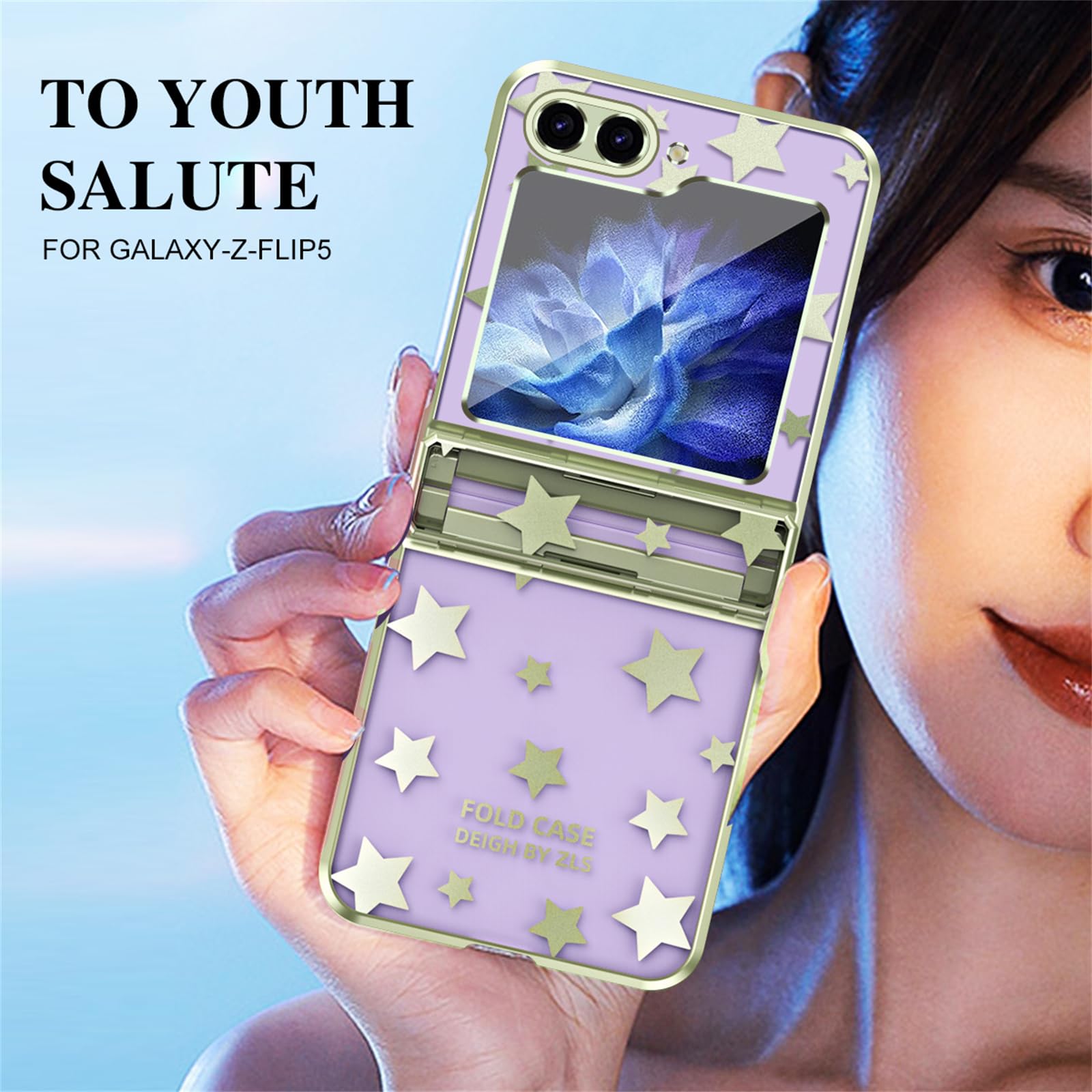 Coque pour Samsung Galaxy Z Flip 5 5G, Charnière Protection Ultra Mince Mode Placage Motif Étoile Transparent PC Antichoc Anti-Rayures Coque pour Samsung Z Flip 5 2023