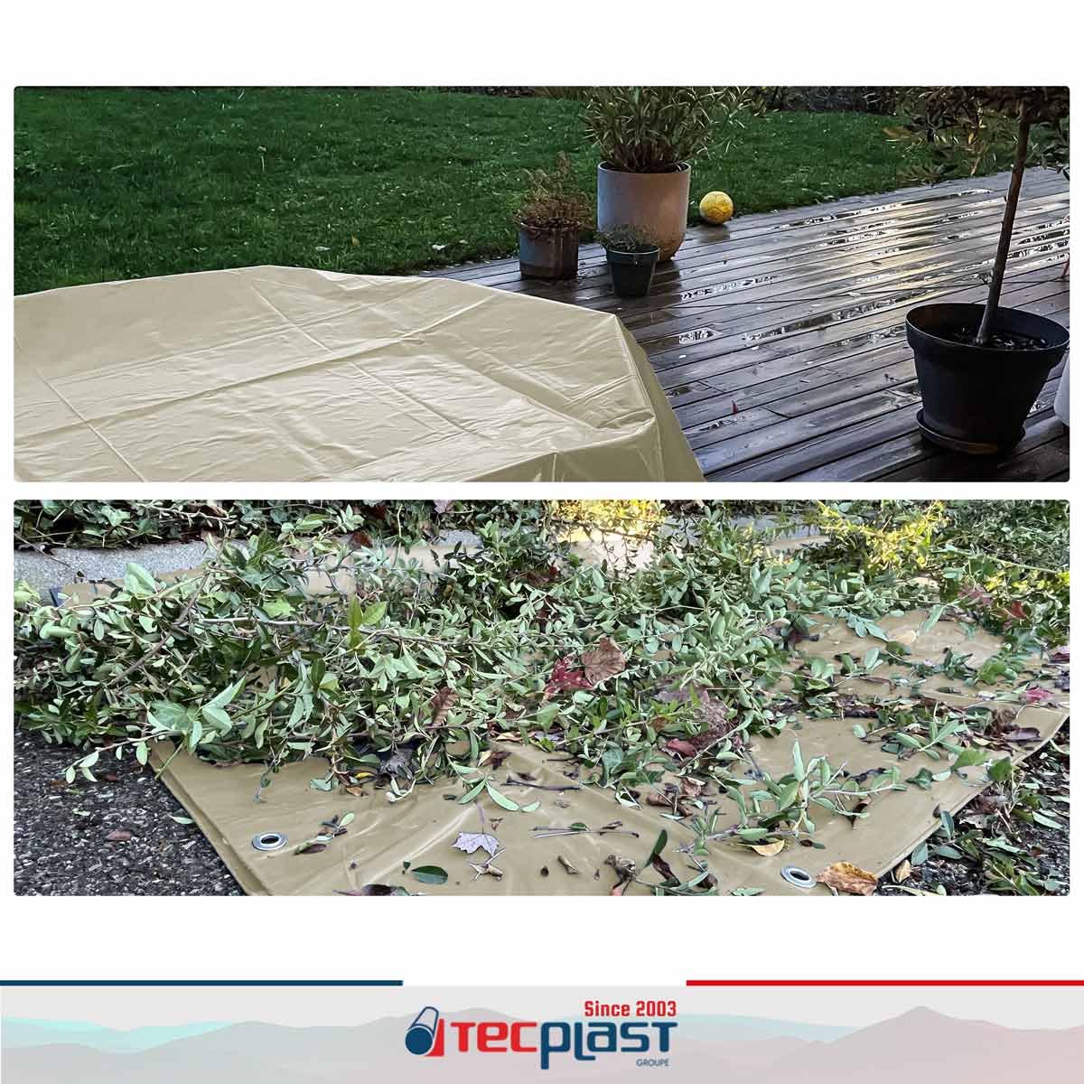 TECPLAST Bâche Jardin 3,5x3,5 m LP506JD Blanc Crème - Garantie 5 Ans - Bâche PVC étanche - Résistance Anti-UV