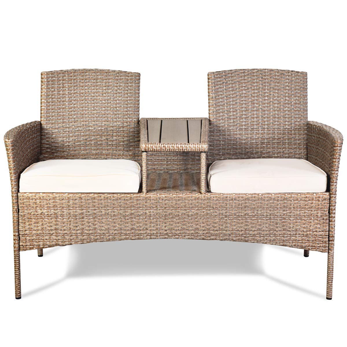 Buy CASART. Rattan Double Seat Chair, Middle Tea Table and 2 Detachable ...